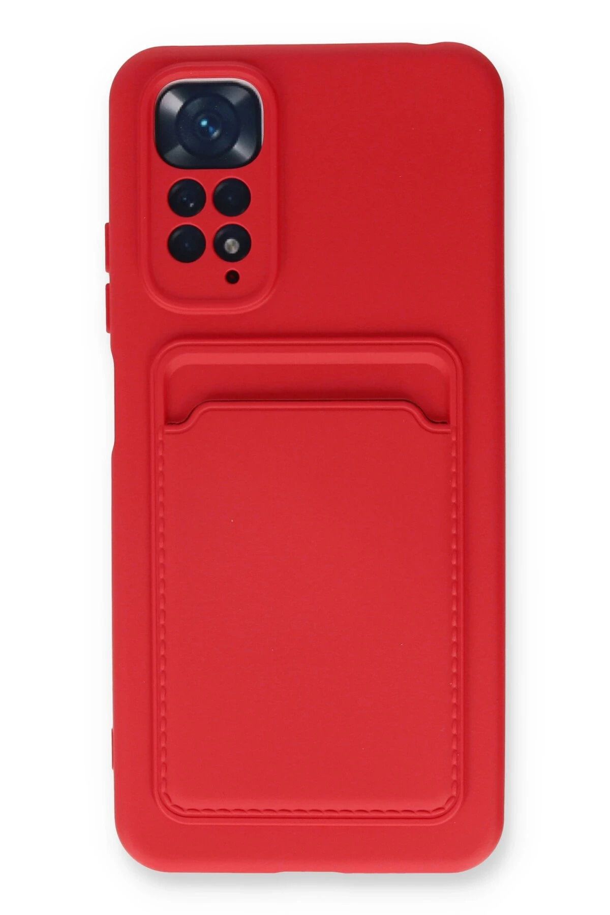 NewFace Xiaomi Redmi Note 11S Kılıf Kelvin Kartvizitli Silikon - Kırmızı INSLM