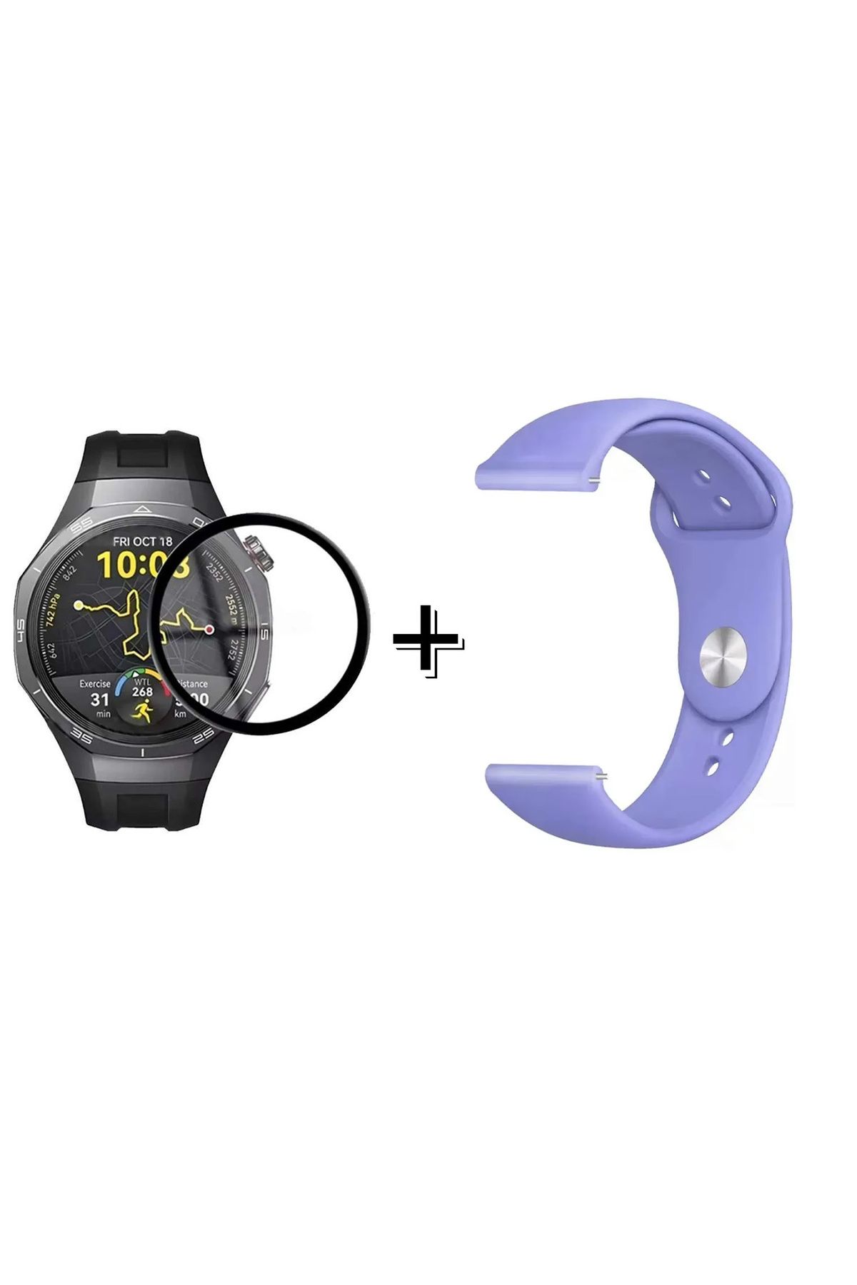 Forzacase Huawei Watch GT5 Pro 46mm ile uyumlu Silikon Kordon Kayış + Ekran Koruma Filmi - FC875