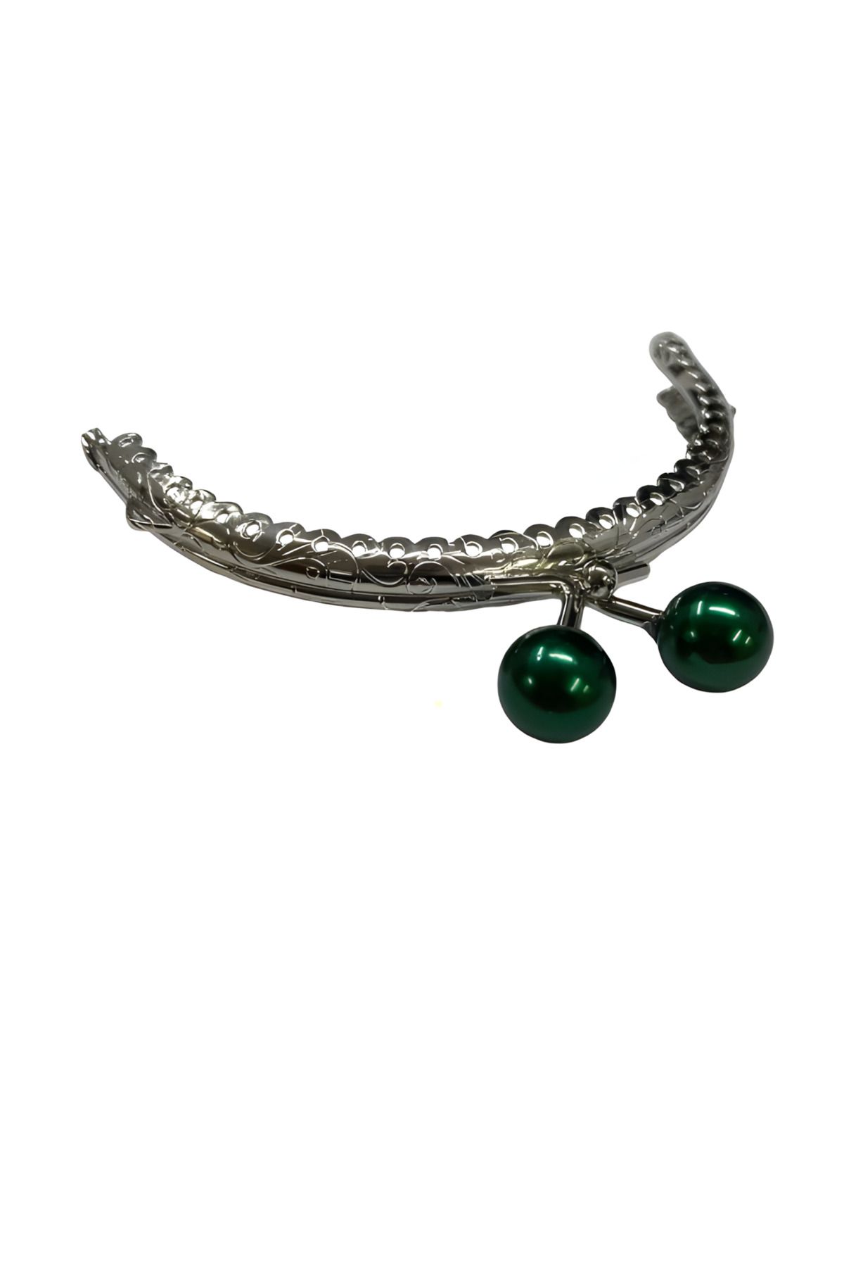 EleganTShoP Boncuklu Metal Oval Cüzdan Klipsi 11 cm M7