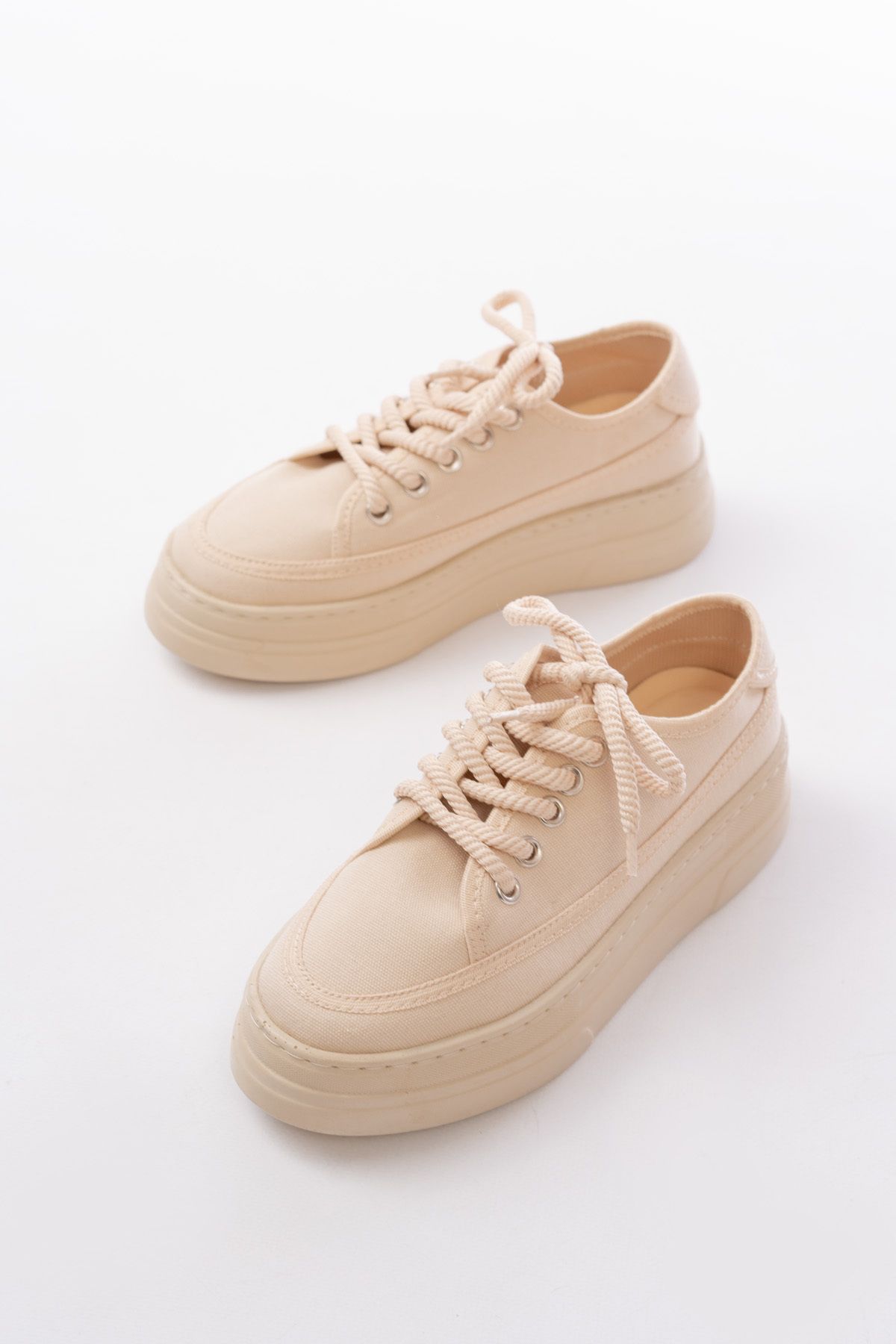 SEEM & BE Tina Kadın Keten Sneaker Siyah Spor Ayakkabı