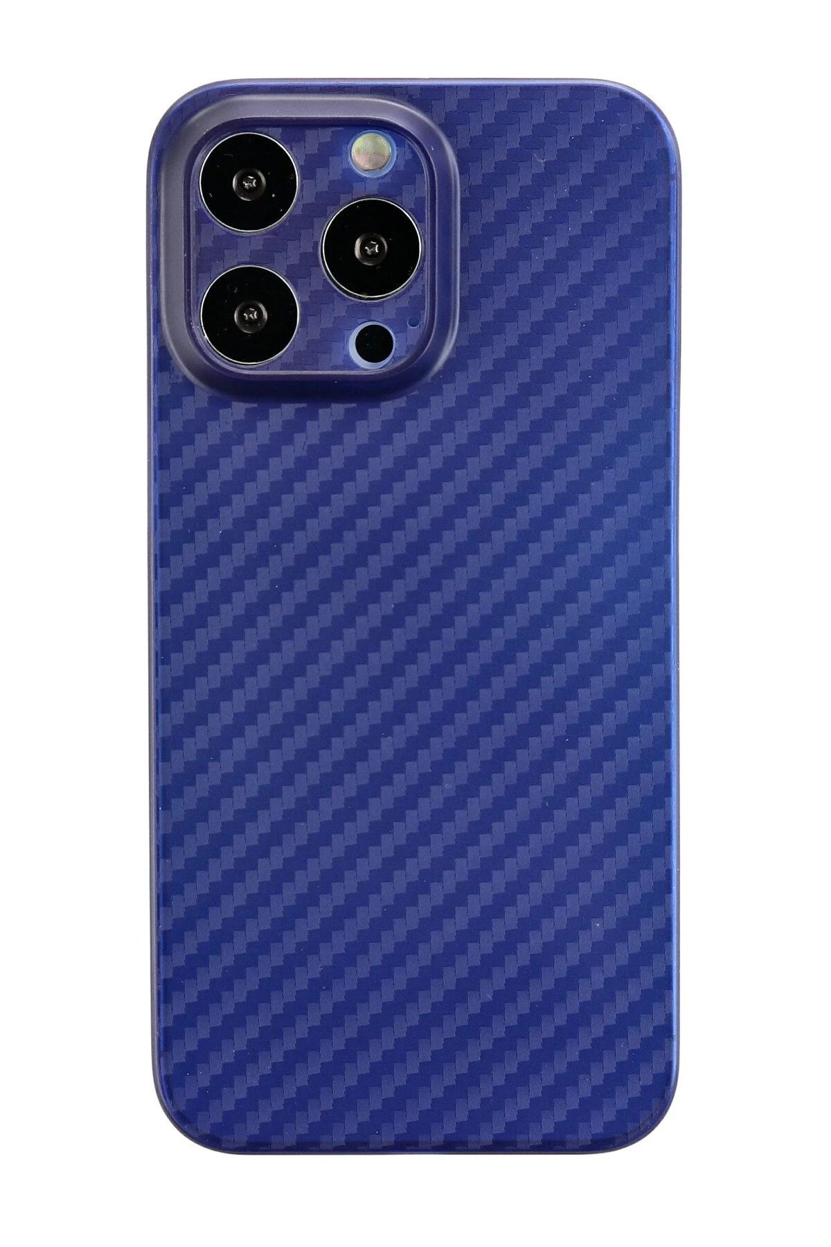 NewFace iPhone 13 Pro Kılıf Karbon PP Silikon - Mavi BSTMY