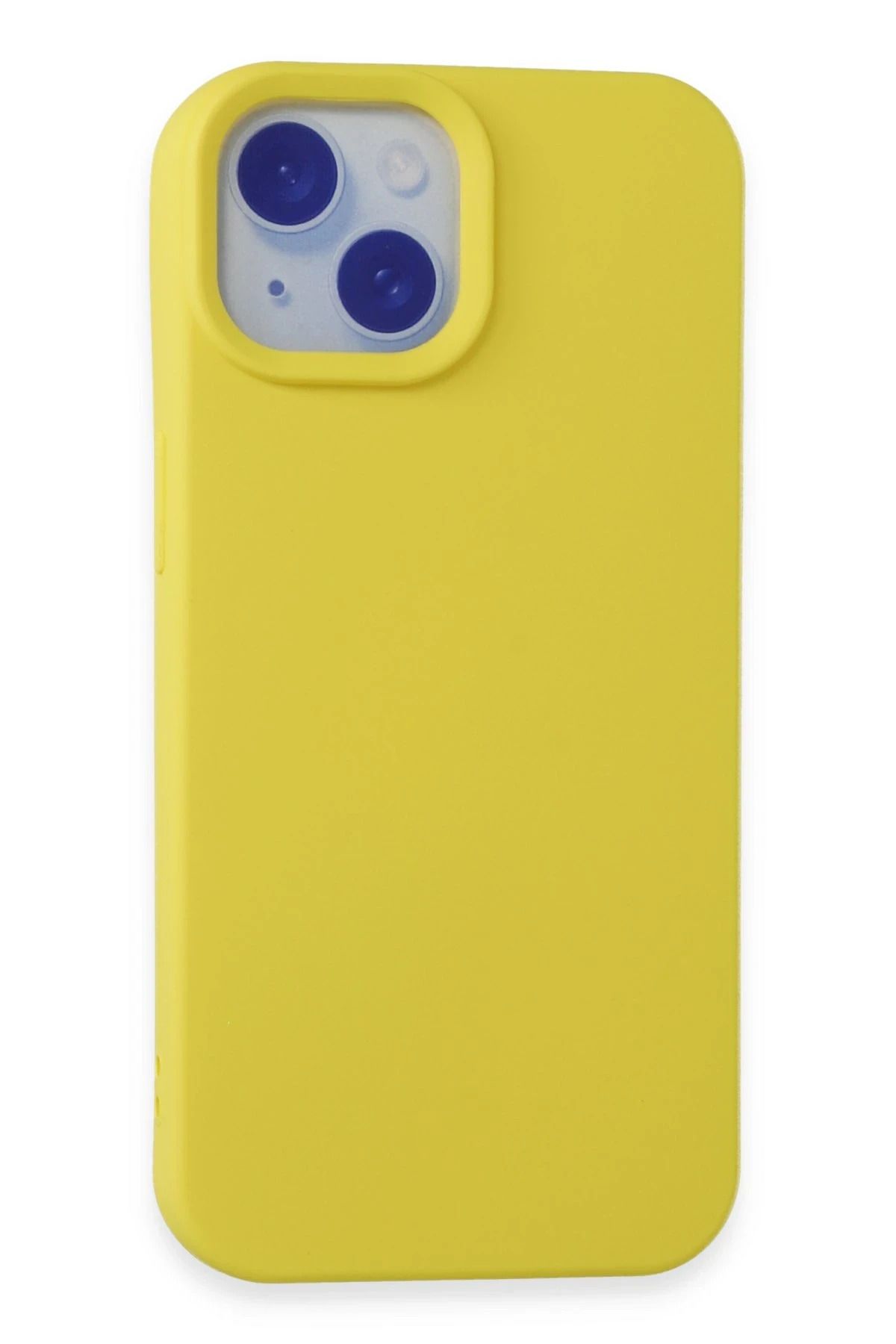 NewFace iPhone 15 Plus Kılıf Uyumlu içi Kadife Silikon - Sarı HNZRN