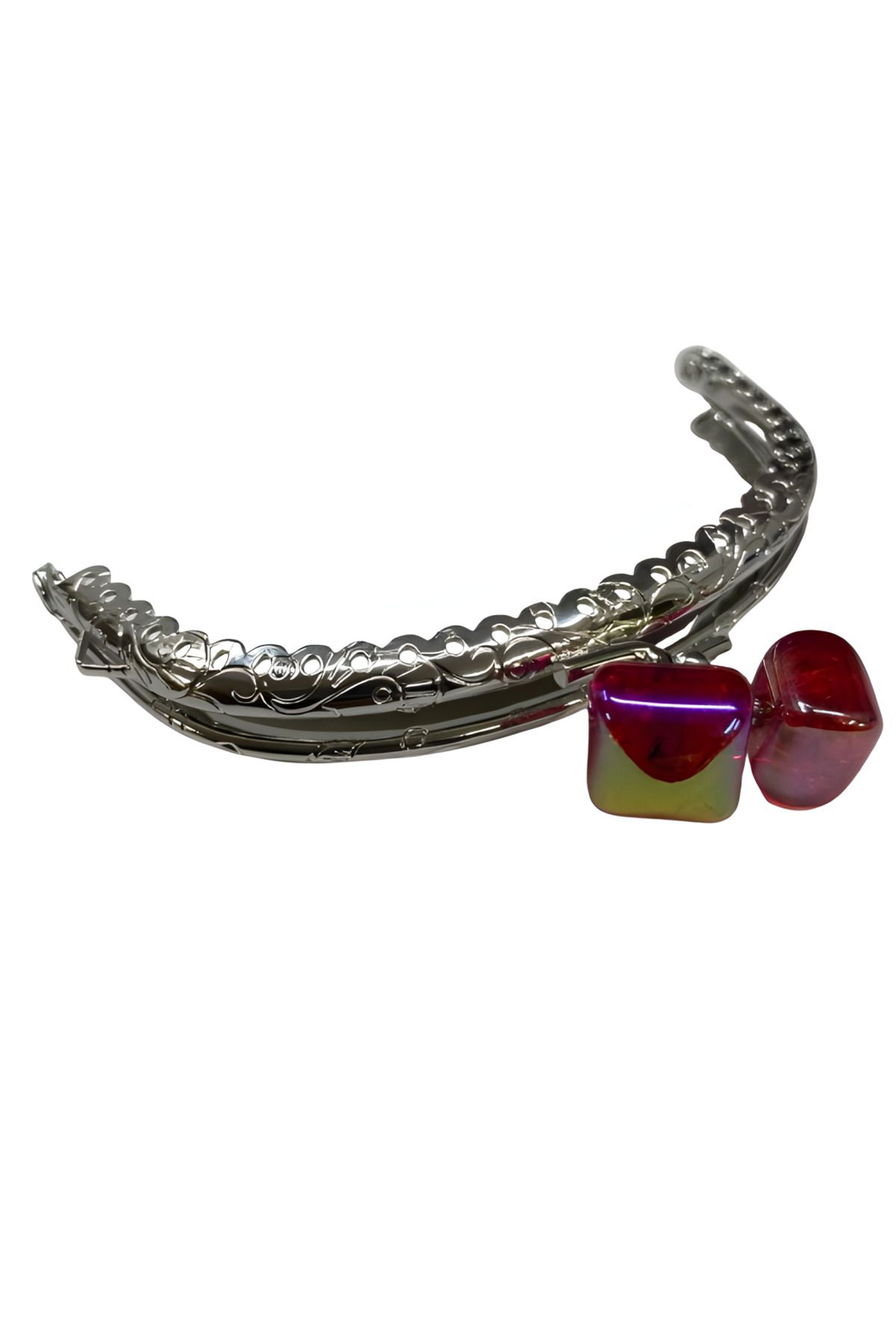 EleganTShoP Akide Şekeri Boncuklu Metal Cüzdan Klipsi Bursu 11 cm M6