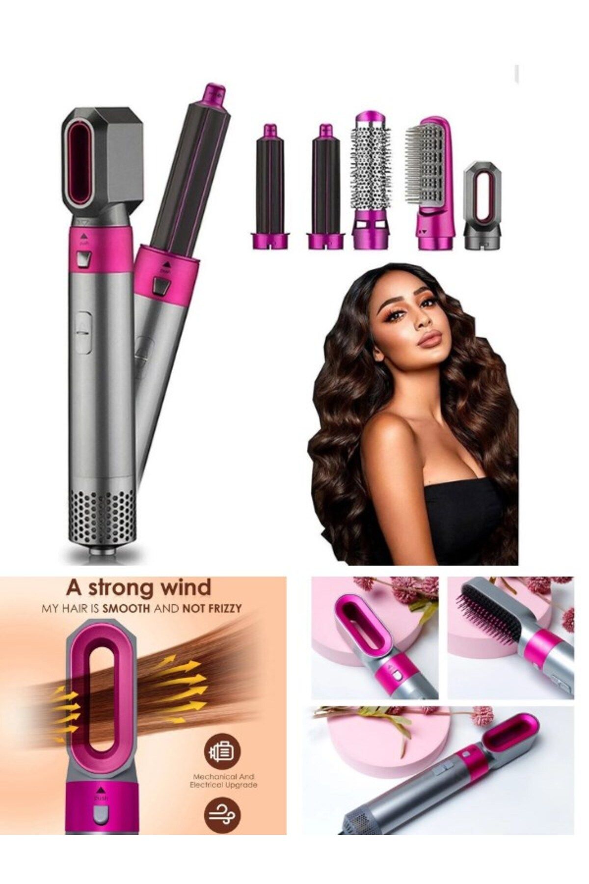 BiTon Toptan Hot Air Styler Saç Şekillendirici 5 In 1 Saç Düzleştirici Bigudi Tarak Saç Maşası Yeni Seri