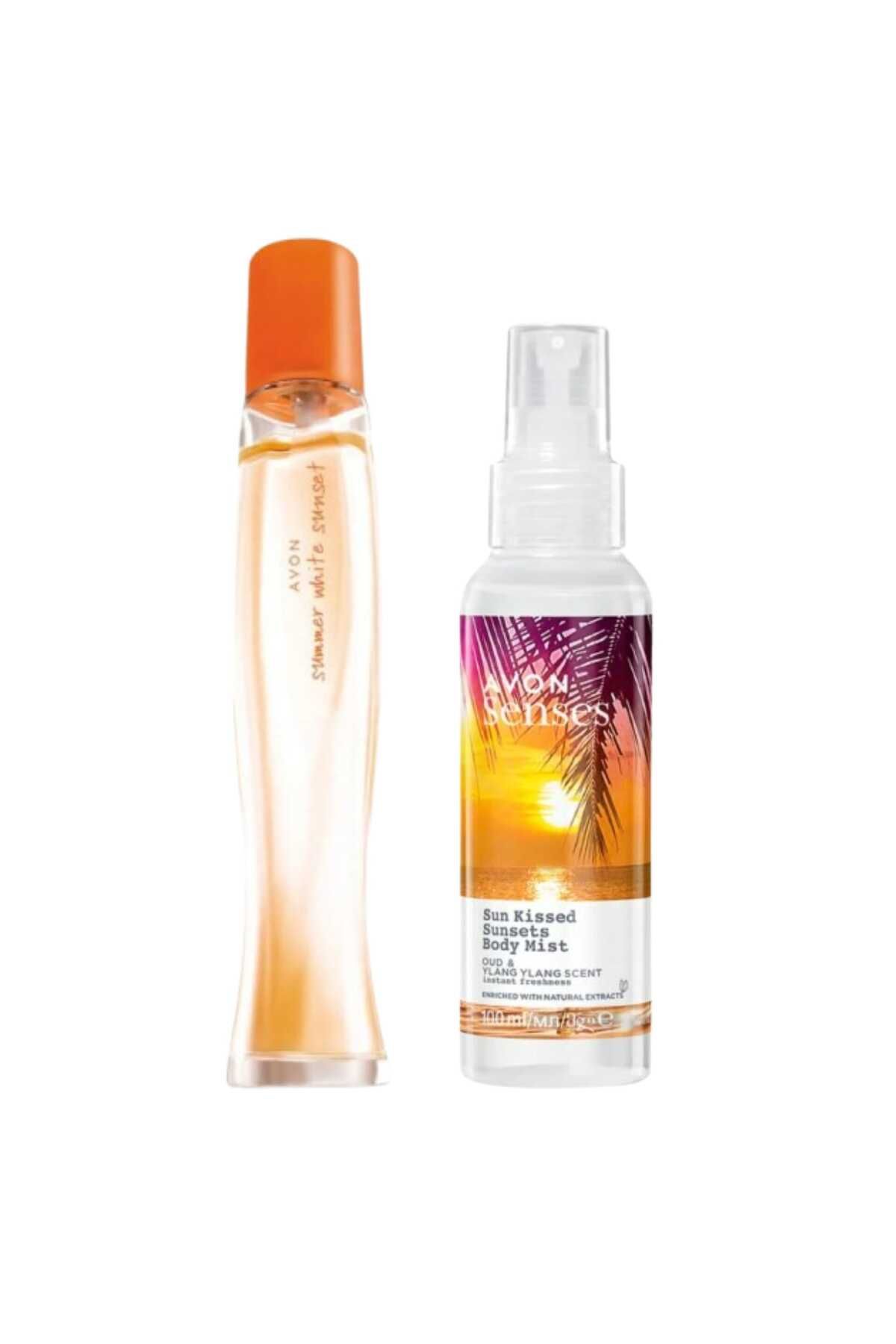 AVON Summer White Sunset Edt 50 ml Kadın Parfüm, Senses Sun Kissed Sunsets 100 ml Vücut Spreyi Paketi