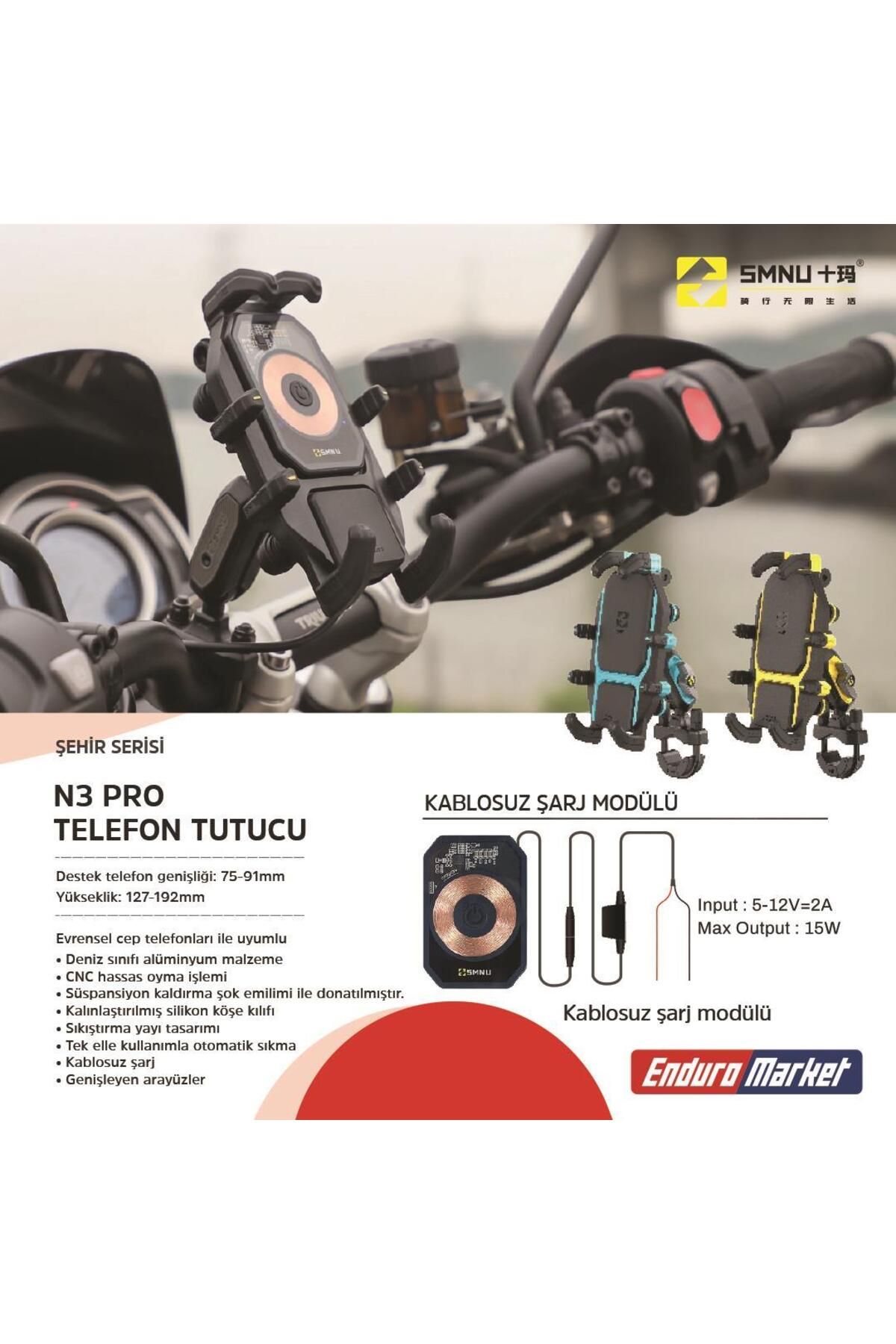SMNU N3 PRO TELEFON TUTUCU SİYAH