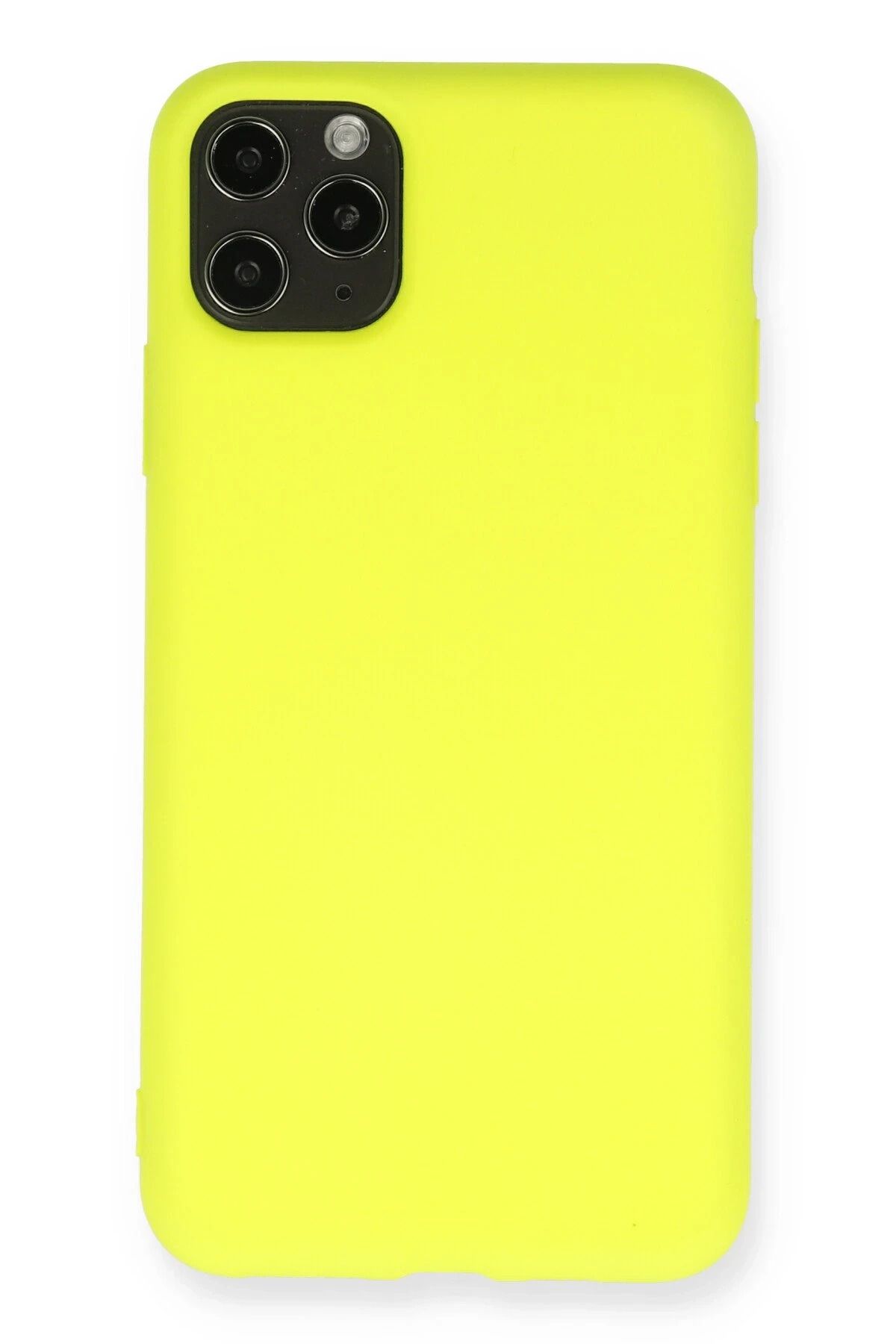 NewFace iPhone 11 Pro Max uyumlu Kılıf Nano içi Kadife Silikon - Sarı MRAYD