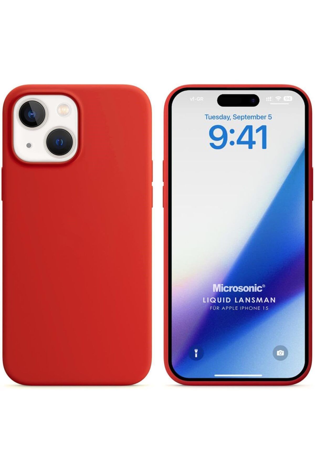 STOREMAX nslmshop Kılıf iPhone 15 için Liquid Lansman Silikon Kırmızı [iPhone 15 ile Uyumlu Kılıf -