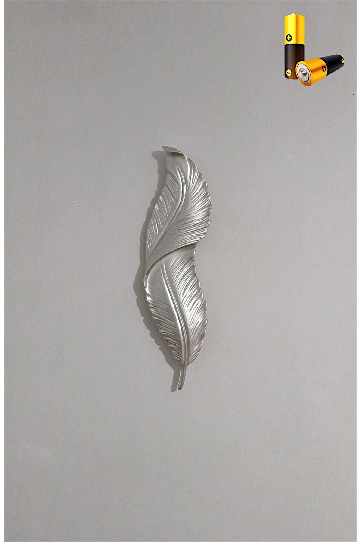 Store Tüy Aplik Ledli Pilli Dekoratif Duvar Aydınlatma - Şık Ve Modern Tasarım - Kolay Montaj (60*16 CM)