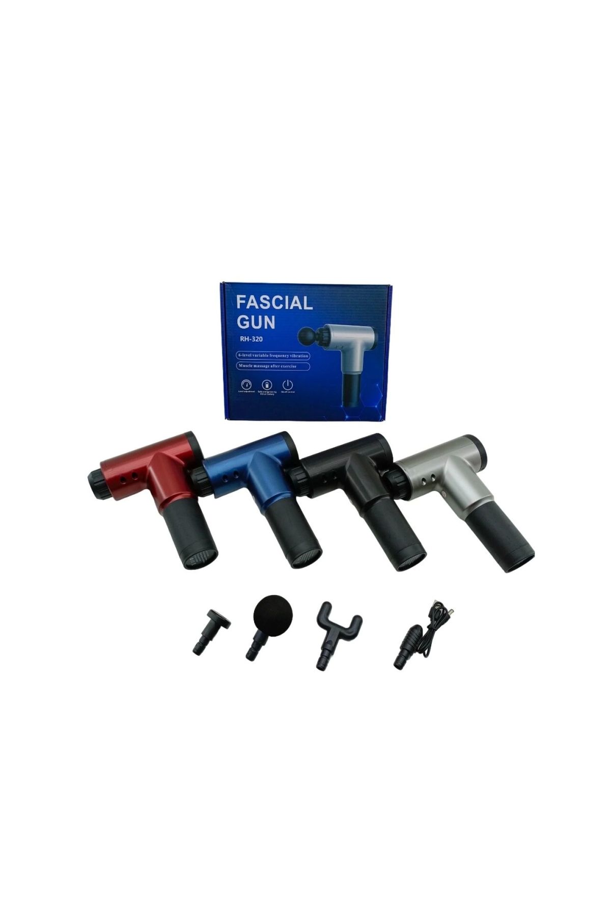 Narnuga MASAJ TABANCASI ALETİ 4PCS BAŞLIK 6 KADEME HIZ SEVİYESİ USB ŞARJLI (4887)