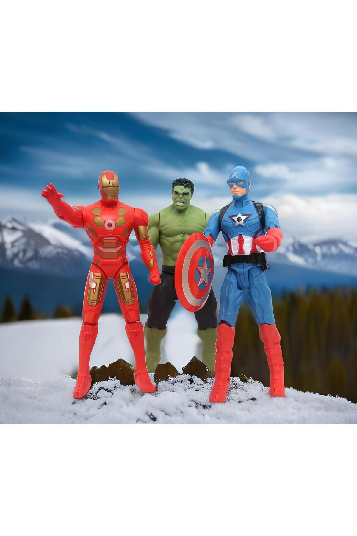 e-life shop Avengers. Yenilmezler Eklemli Işıklı Ironman Hulk Captain America 3'lü Karakter Oyuncak Figür Seti