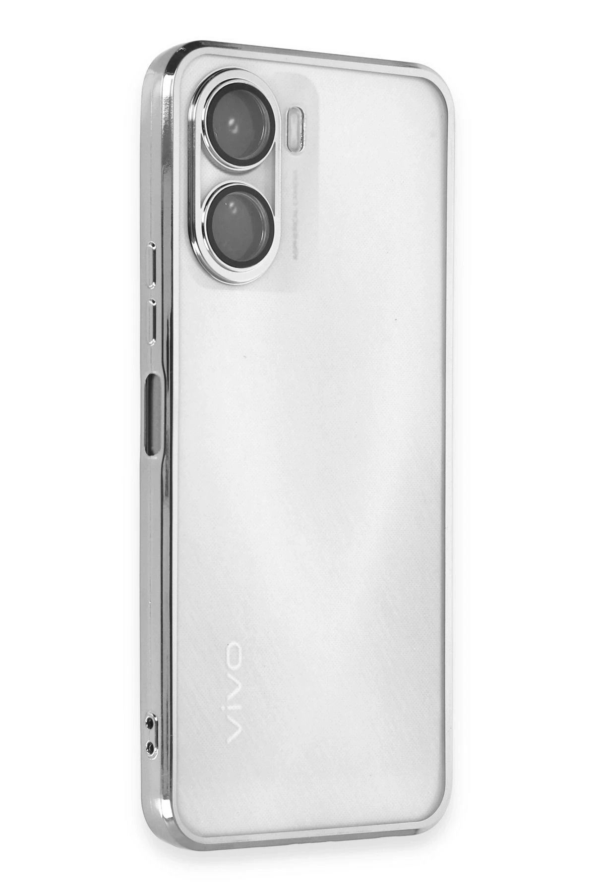 NewFace Vivo Y16 Kılıf Lensli Silikon - Gümüş JOJUA