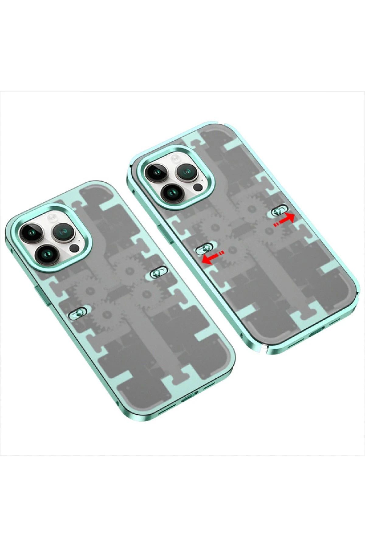 NewFace iPhone 14 Pro Kılıf Mekanik Bumper Kapak - Yeşil JOJUA
