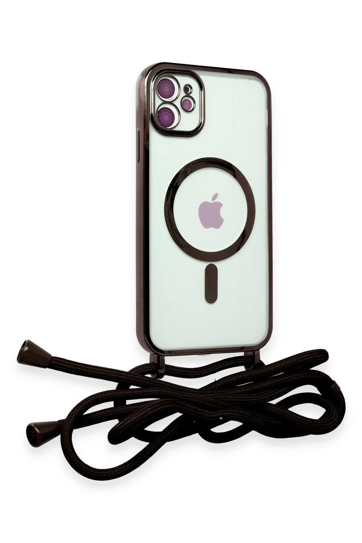 cepmoda iPhonE 11 | DiVO Taşıma iP Askılı Lazer Magsafe Silikon Telefon Kılıfı | SİYAH