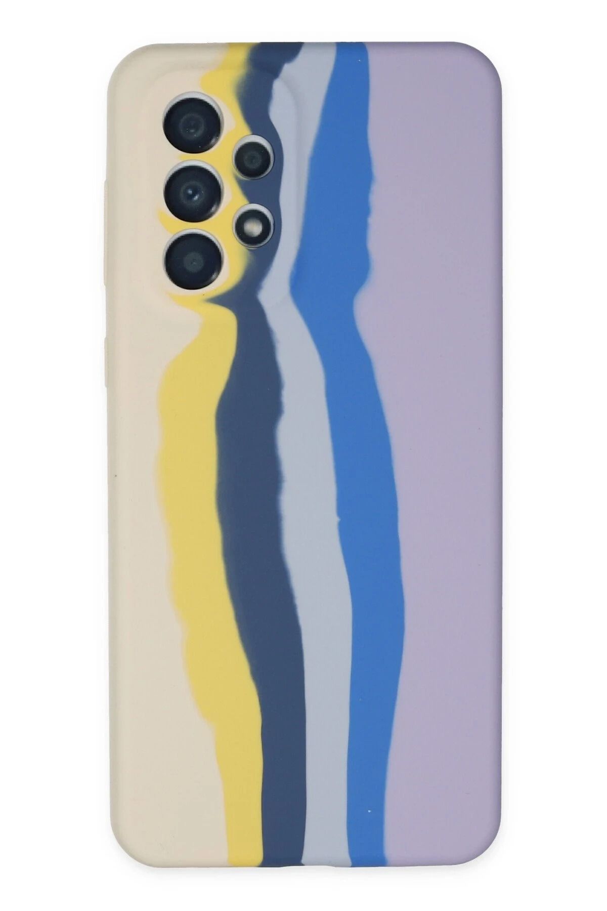 NewFace Samsung Galaxy A53 5G Kılıf Ebruli Lansman Silikon - Sarı-Lila JOJUA