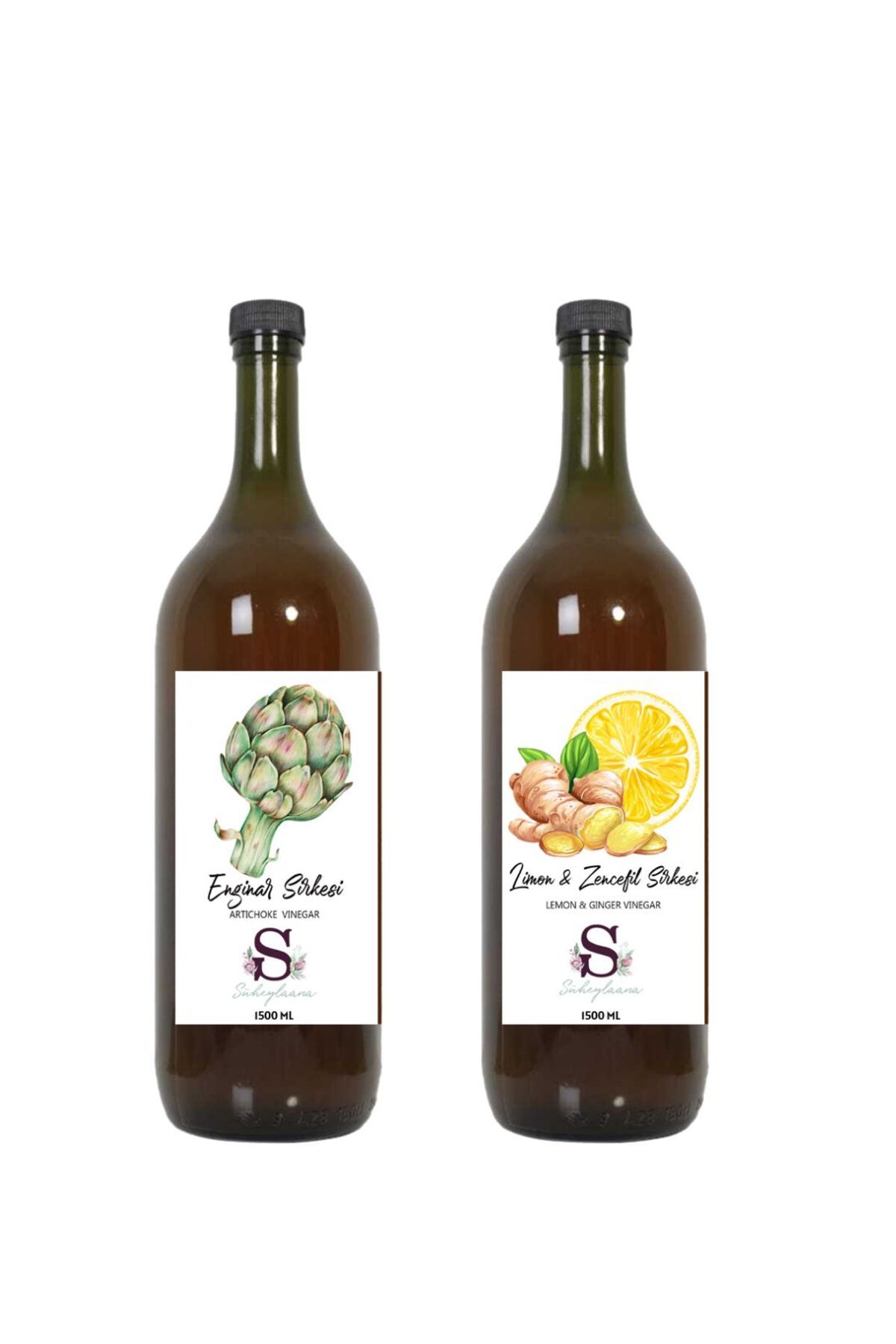 Süheylaana Doğal Enginar Sirkesi 1500 Ml - Doğal Limon & Zencefil Sirkesi 1500 Ml