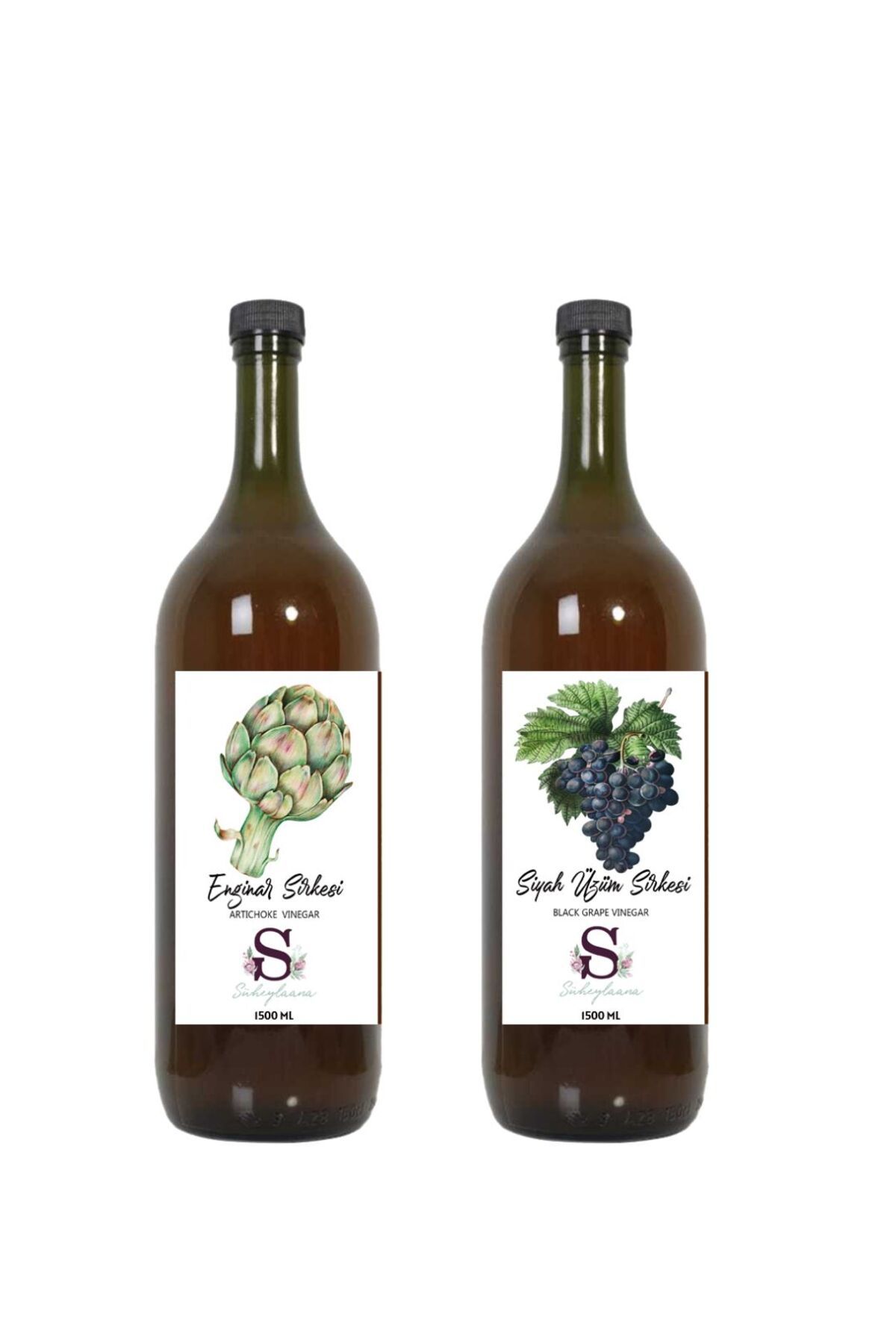 Süheylaana Doğal Enginar Sirkesi 1500 Ml - Doğal Siyah Üzüm Sirkesi 1500 Ml