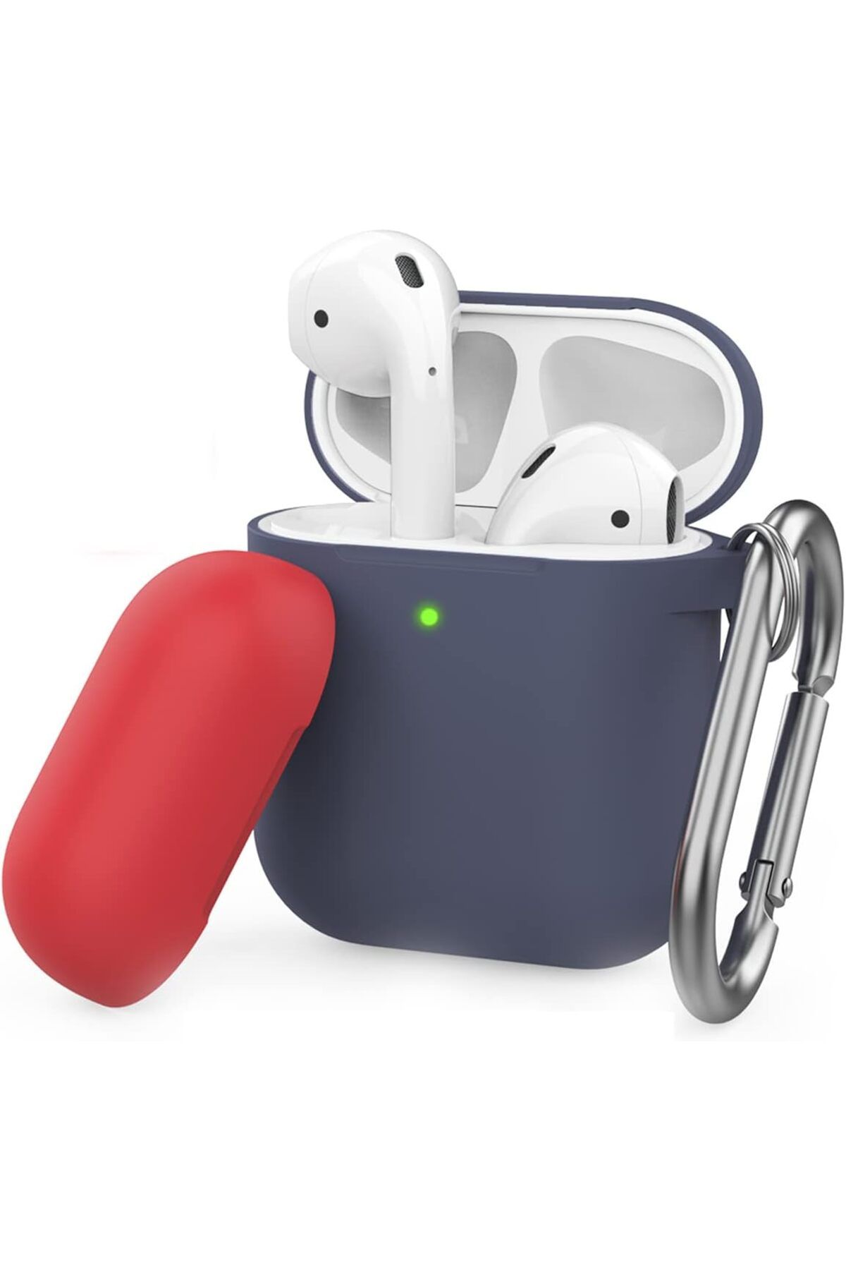 salesalbutik Airpods Kılıf AirPods1-2 Nesil Uyumlu Paslanmaz Klipsli Yedek Kapak Hediyeli Mat Silikon Kılıf PT46