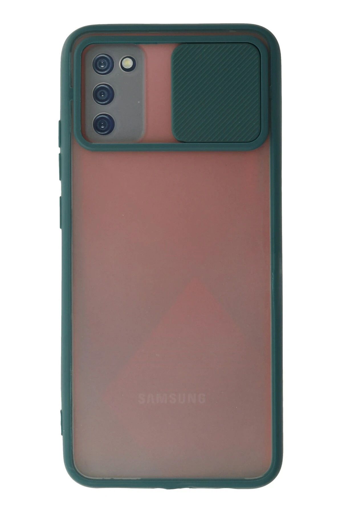 NewFace Samsung Galaxy A03S Kılıf Palm Buzlu Kamera Sürgülü Silikon - Yeşil JOJUA