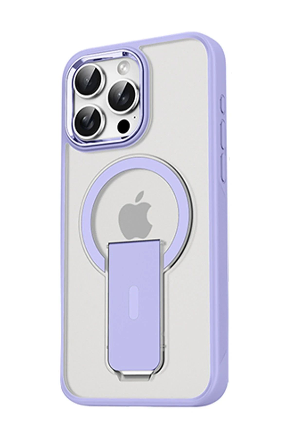 NewFace iPhone 15 Pro Tork Magsafe Standlı Kapak - Lila YNSMR