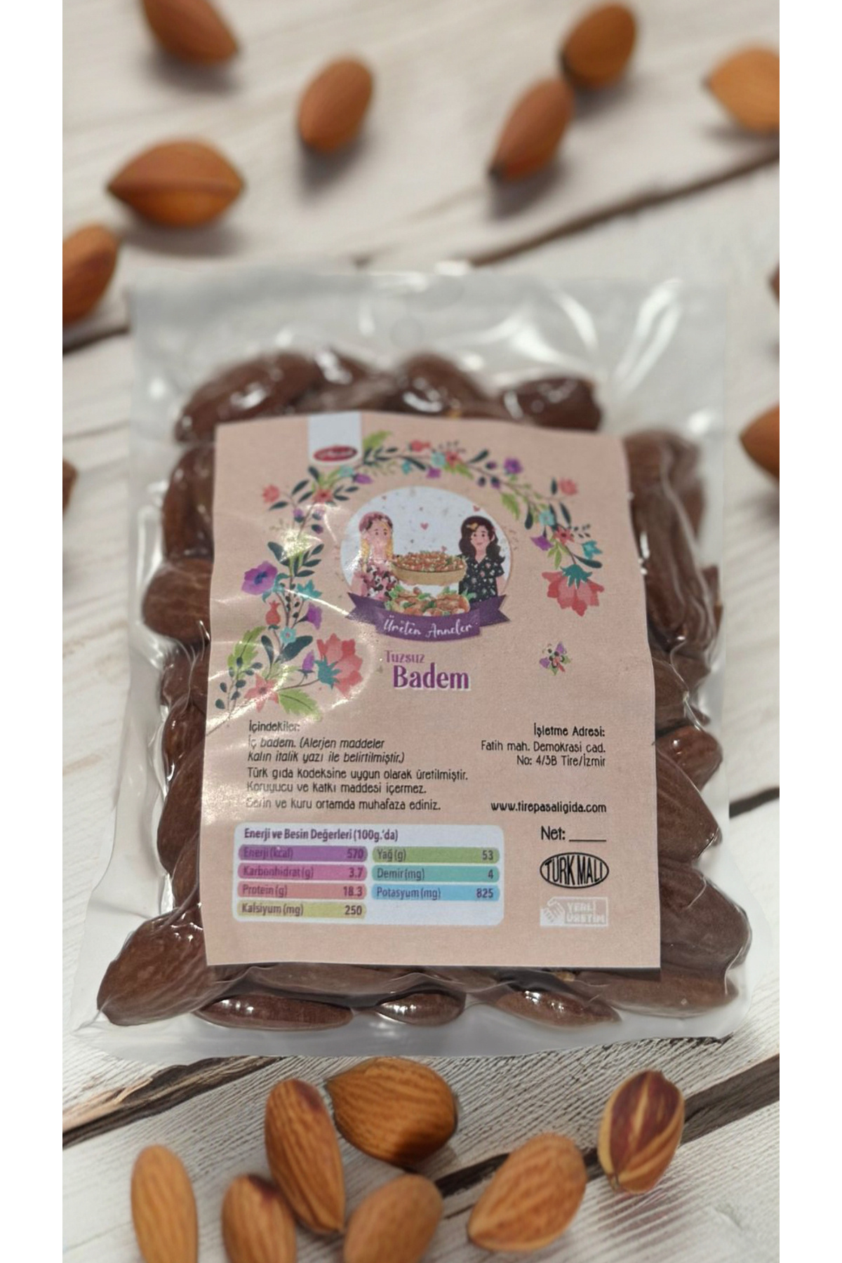 ÜRETEN ANNELER ÇİĞ BADEM 200 GR (AFLATOKSİN-AĞIR METAL ANALİZLİ )