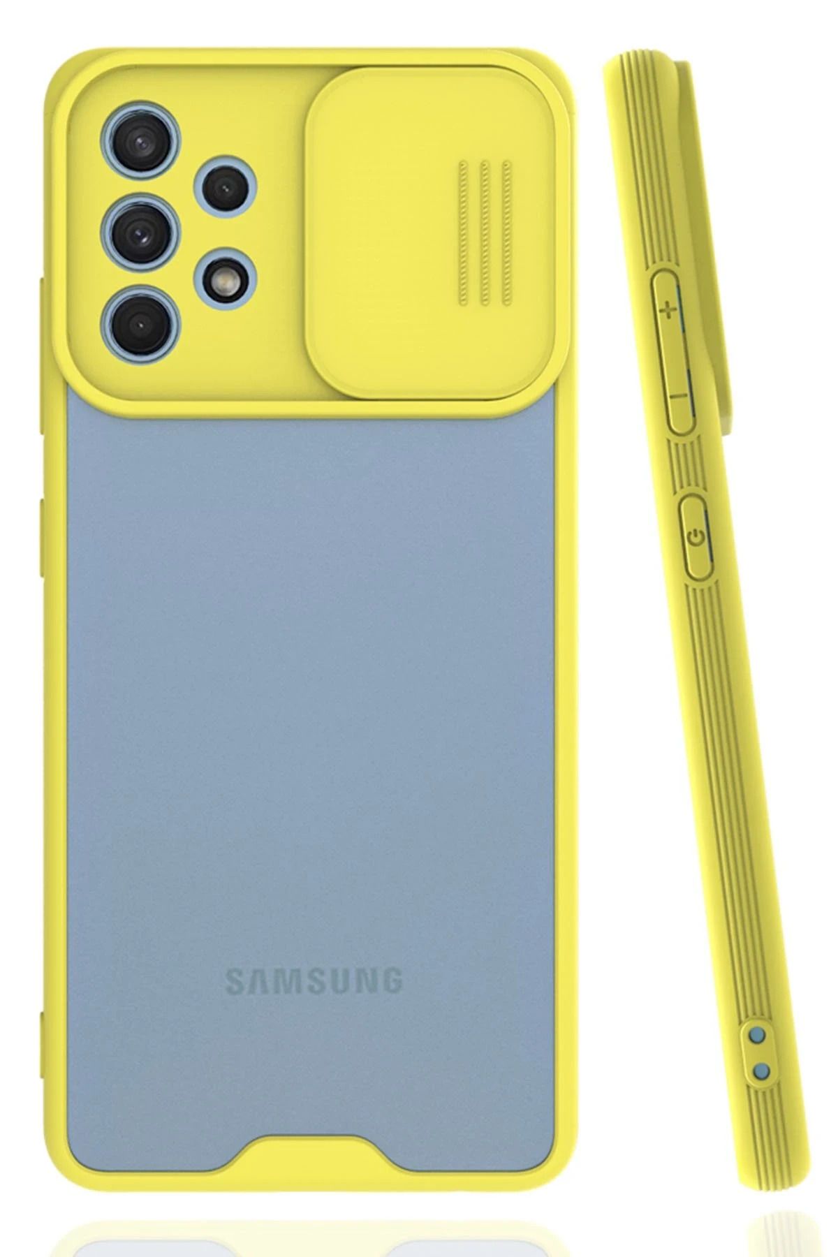 NewFace Samsung Galaxy A32 Kılıf Platin Kamera Koruma Silikon - Sarı JOJUA