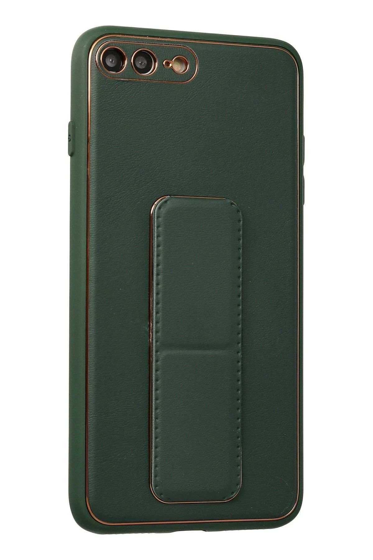 cepmoda iPhonE 7/8 PLUS | Coco STANDLI Deri Silikon Telefon Kılıfı - Lüx ve Dayanıklı Kapak | YEŞİL