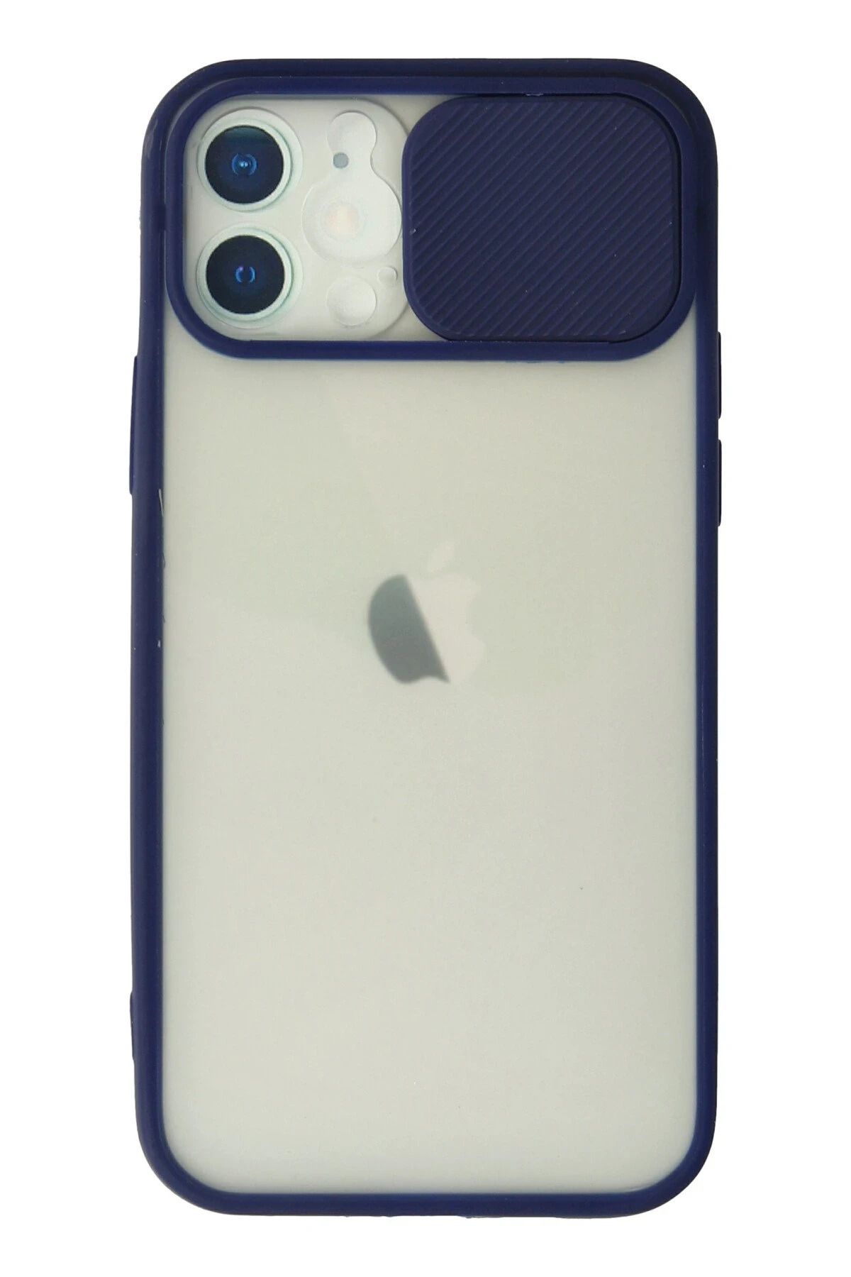 NewFace iPhone 12 Kılıf Palm Buzlu Kamera Sürgülü Silikon - Lacivert LZWDR