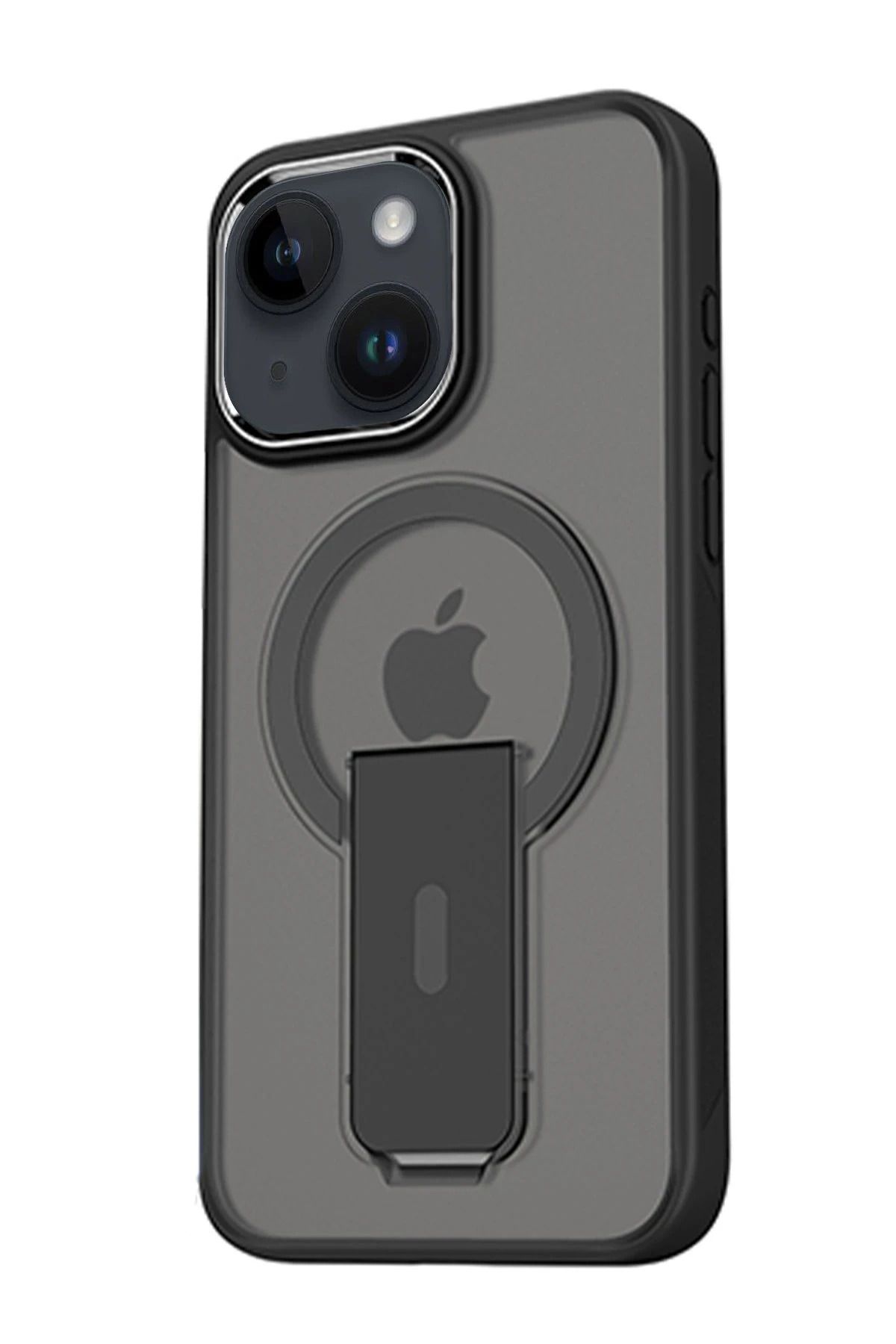 NewFace iPhone 15 Tork Magsafe Standlı Kapak - Siyah YNSMR