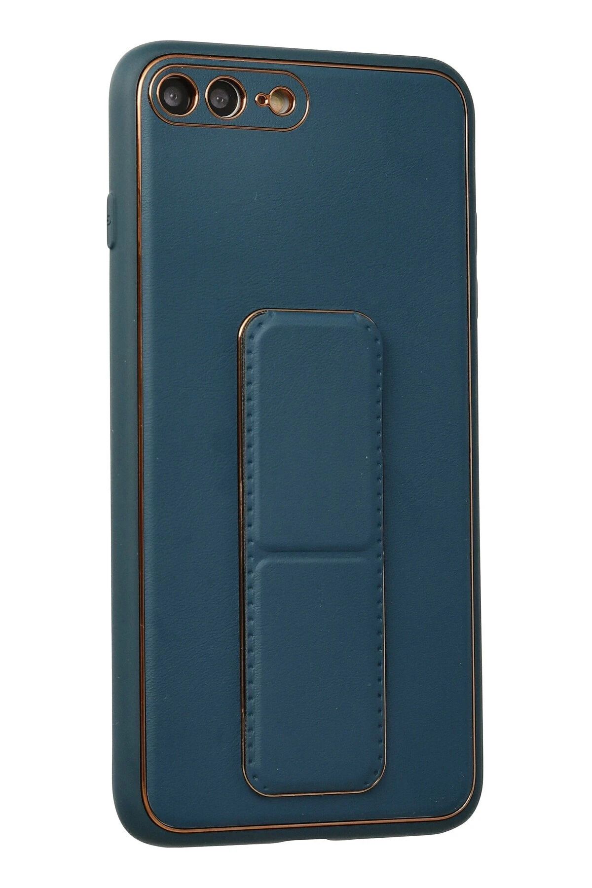 cepmoda iPhonE 7/8 PLUS | Coco STANDLI Deri Silikon Telefon Kılıfı - Lüx ve Dayanıklı Kapak | MAVİ