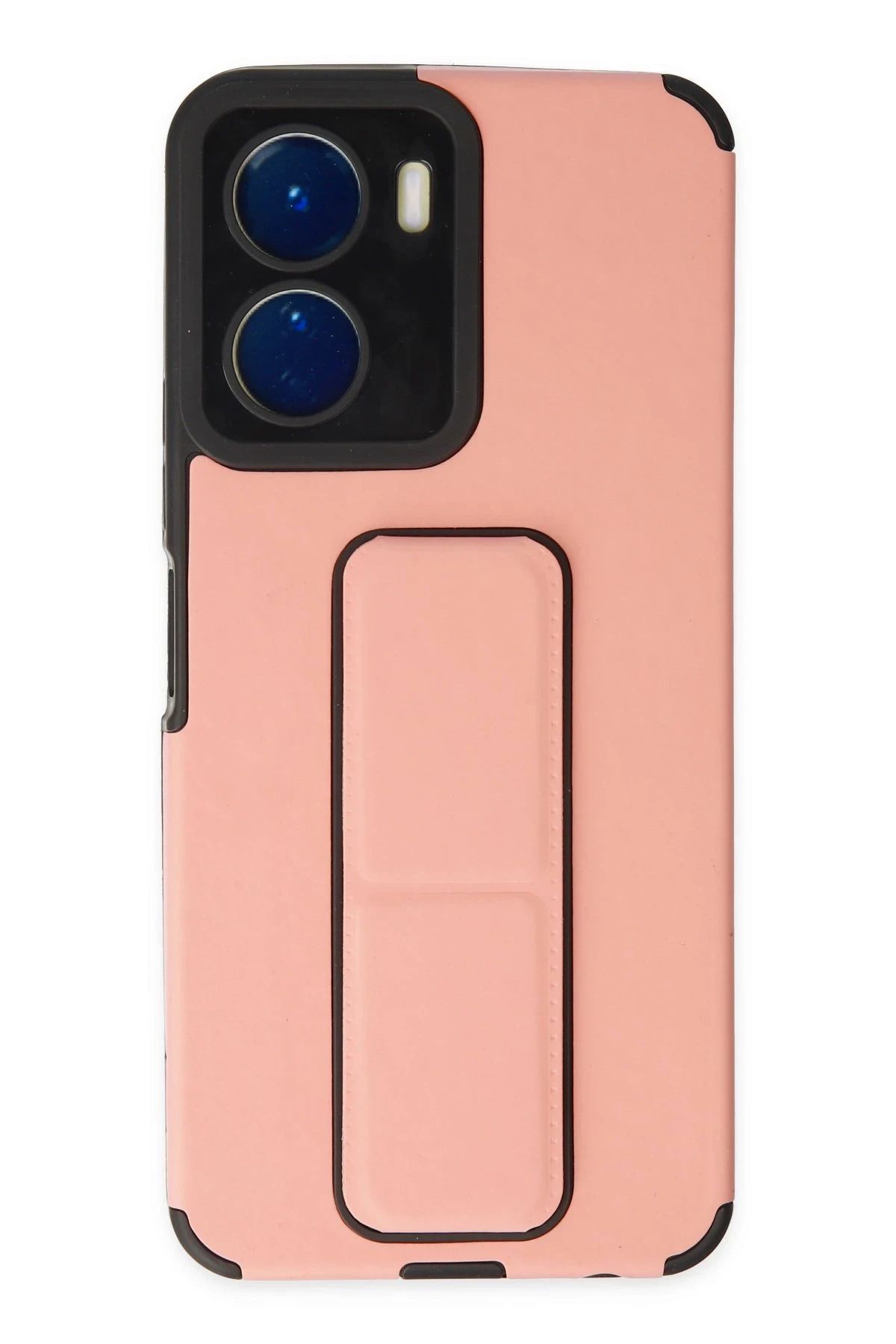 NewFace Vivo Y16 Kılıf Mega Standlı Silikon - Pudra HNZRN