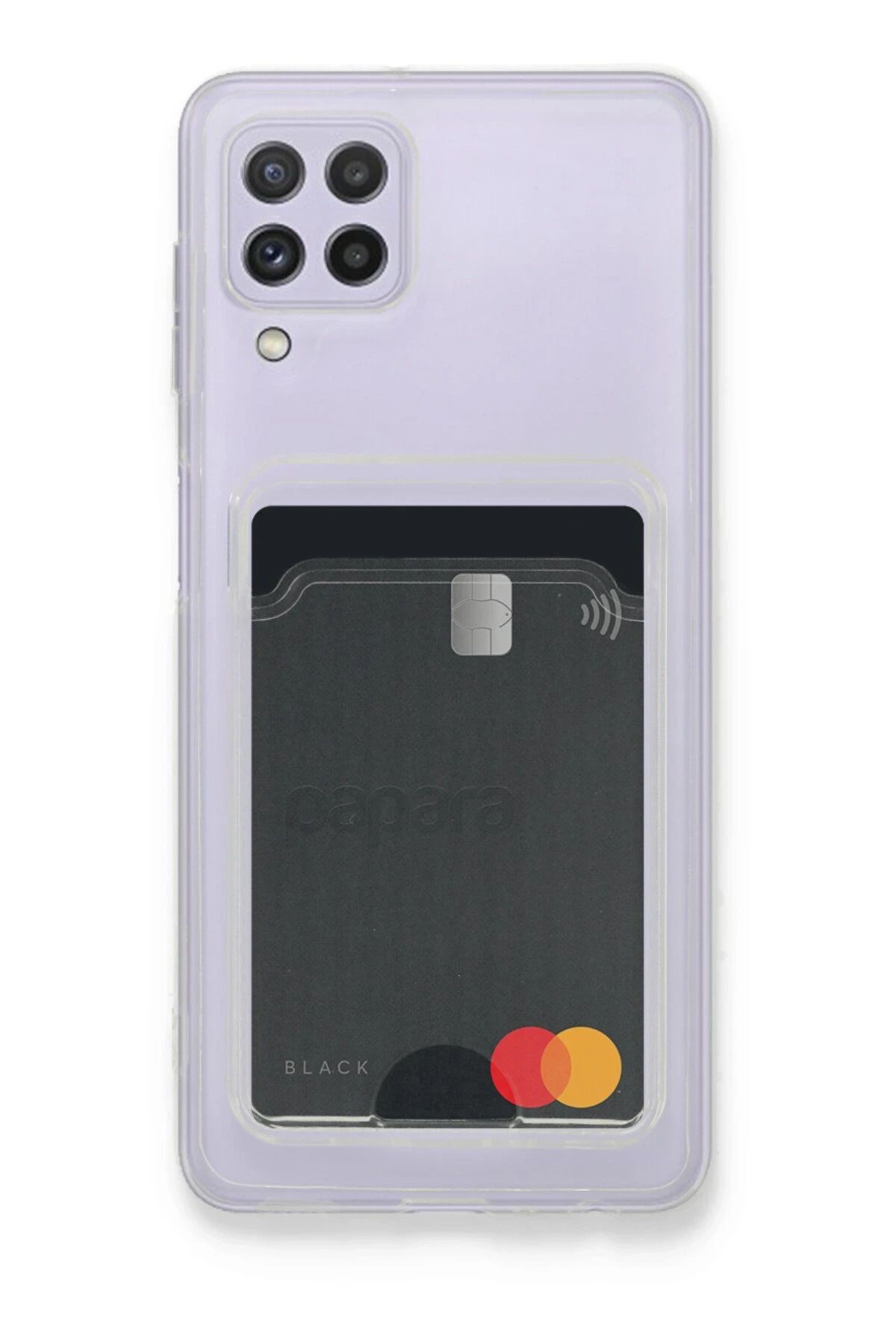 NewFace Samsung Galaxy A22 Kılıf Kart Şeffaf Silikon - Şeffaf YNSMR