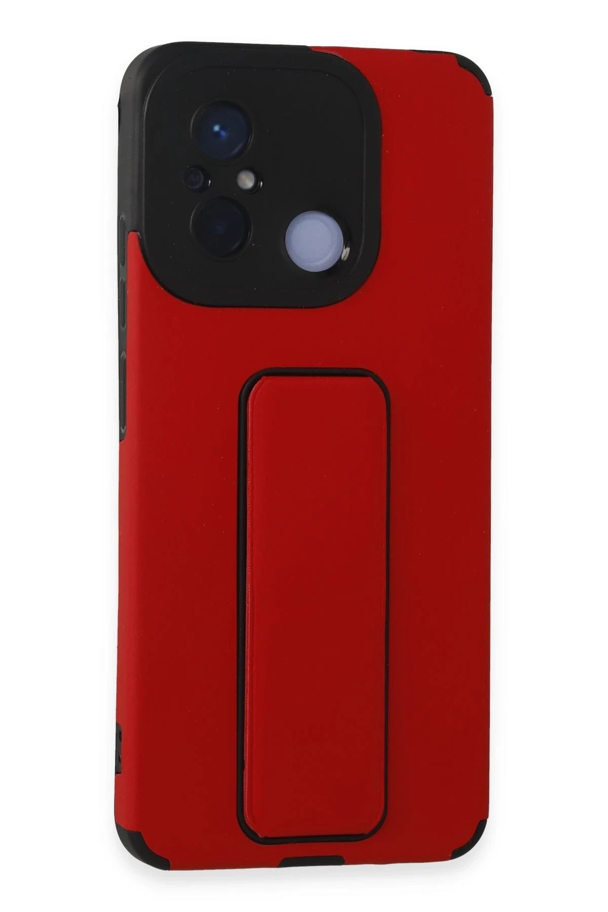 NewFace Xiaomi Redmi 12C Kılıf Mega Standlı Silikon - Kırmızı FLKRY