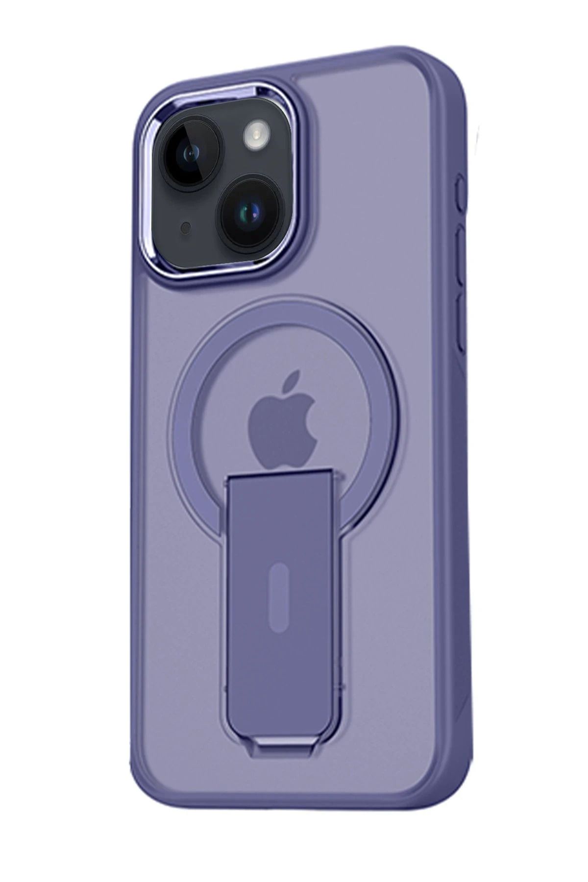 NewFace iPhone 15 Tork Magsafe Standlı Kapak - Derin Mor YNSMR