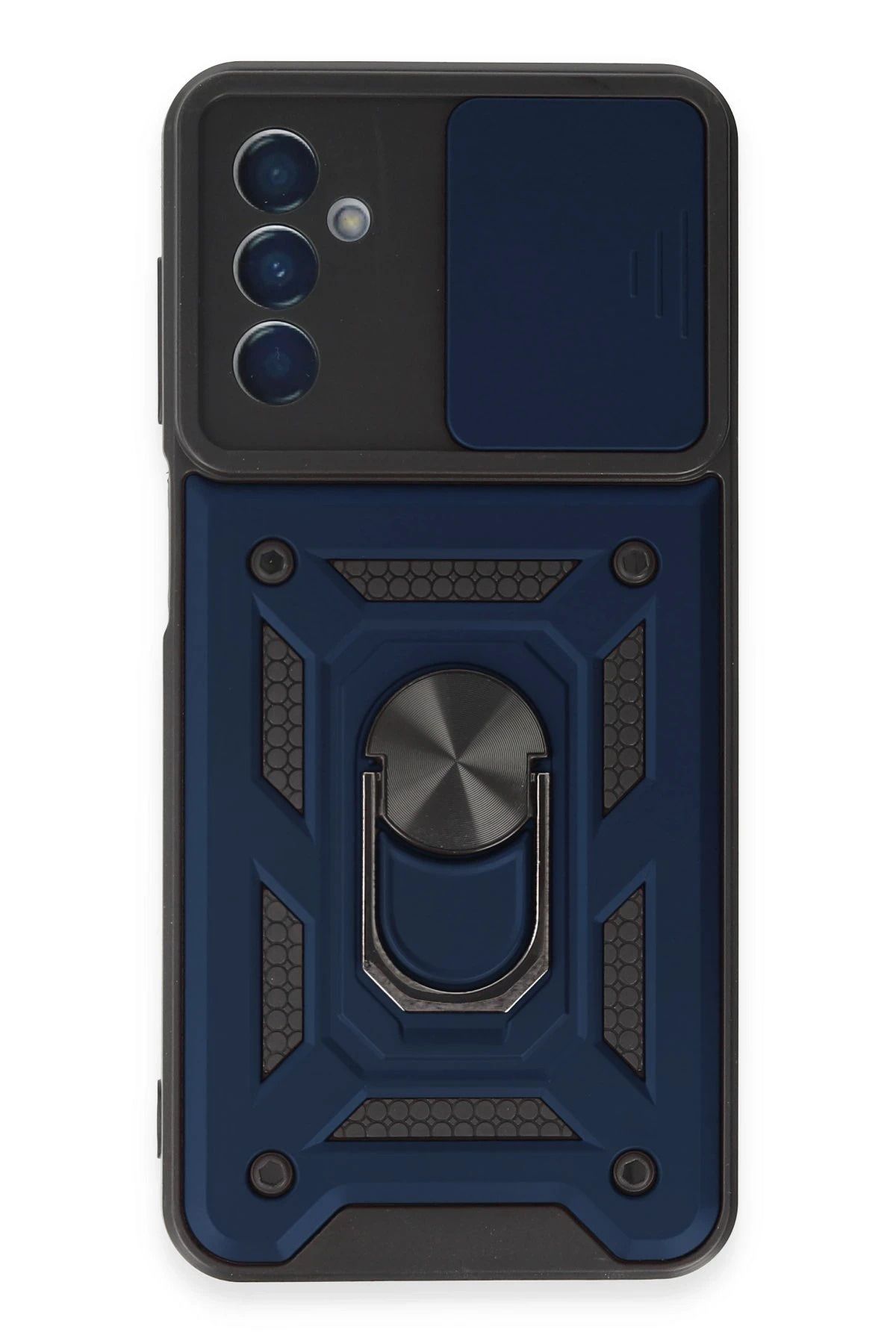 NewFace Samsung Galaxy M14 5G Kılıf Pars Lens Yüzüklü Silikon - Lacivert BSTMY