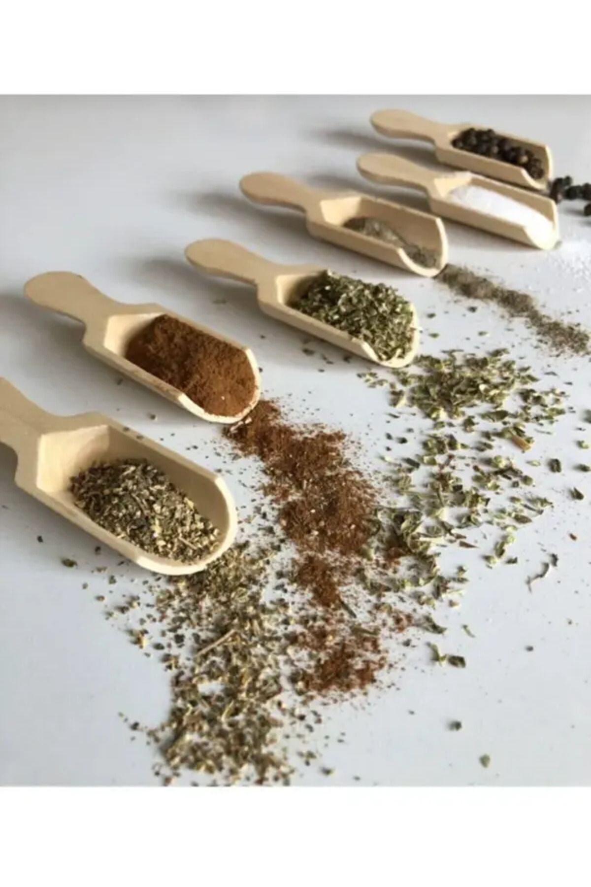 RAEMİ 6 Adet Mini Ahşap Baharat Kaşığı