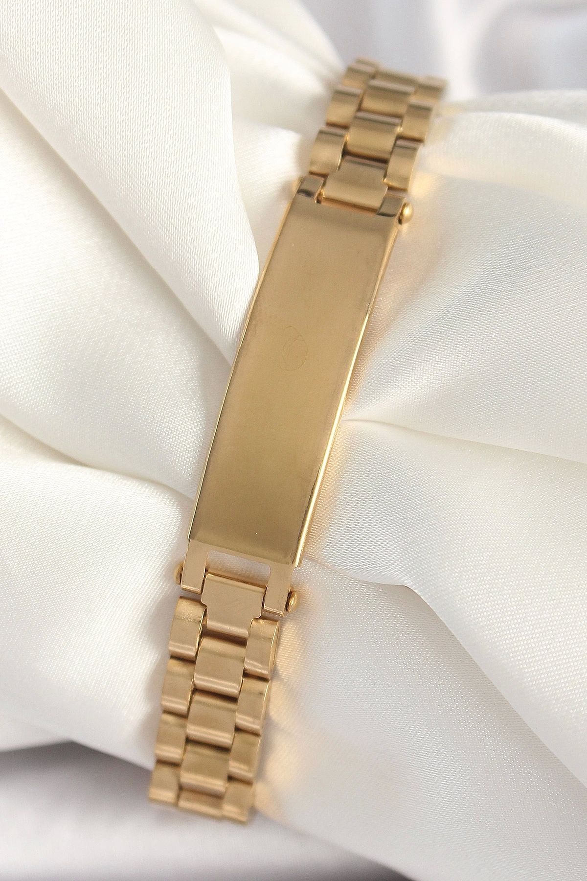 Clariss 316L Çelik Gold Renk Zincir Künye Model Erkek Bileklik