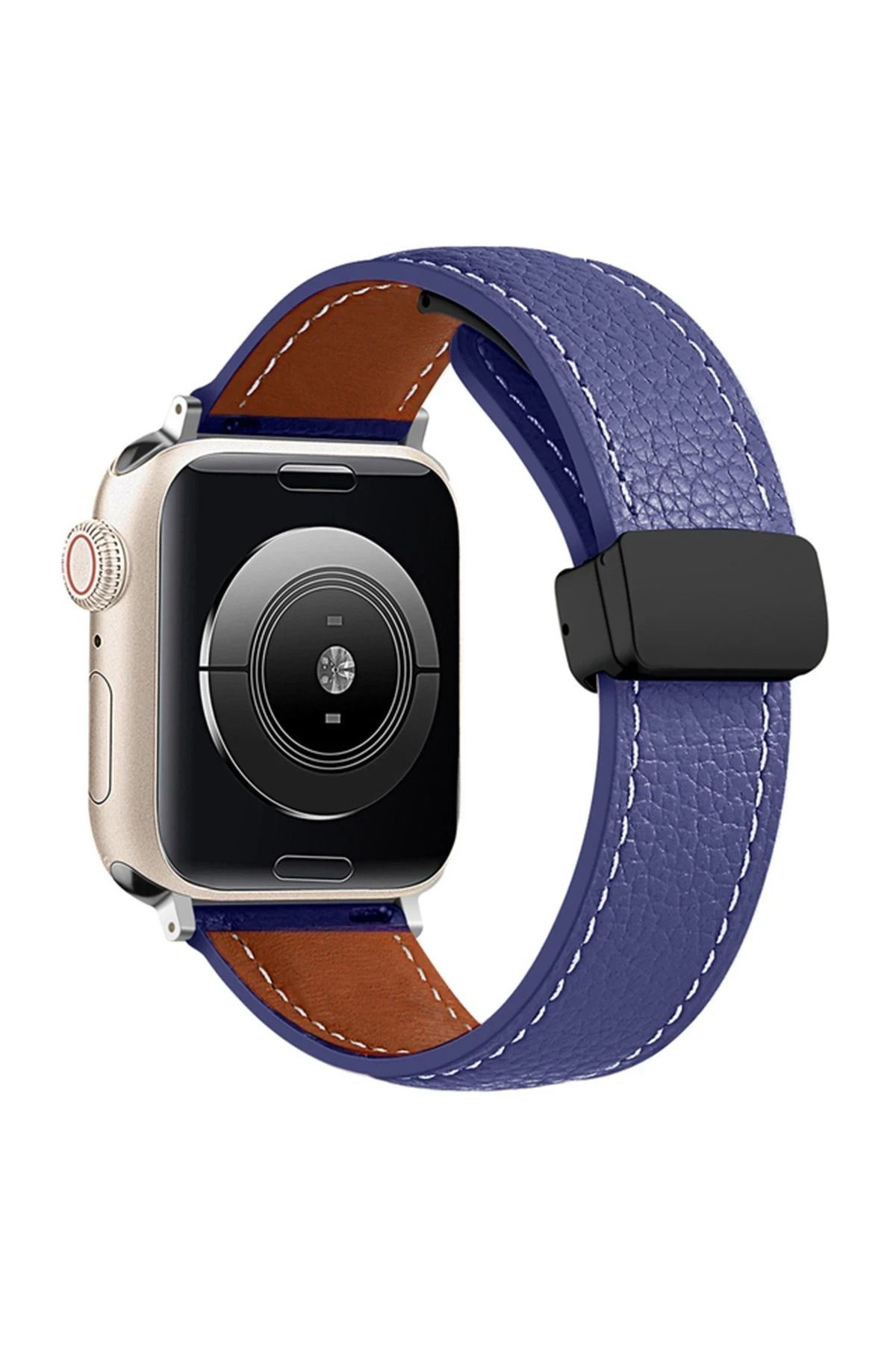 NewFace Apple Watch 42mm KR414 Daks Deri Kordon - Lacivert BSTMY