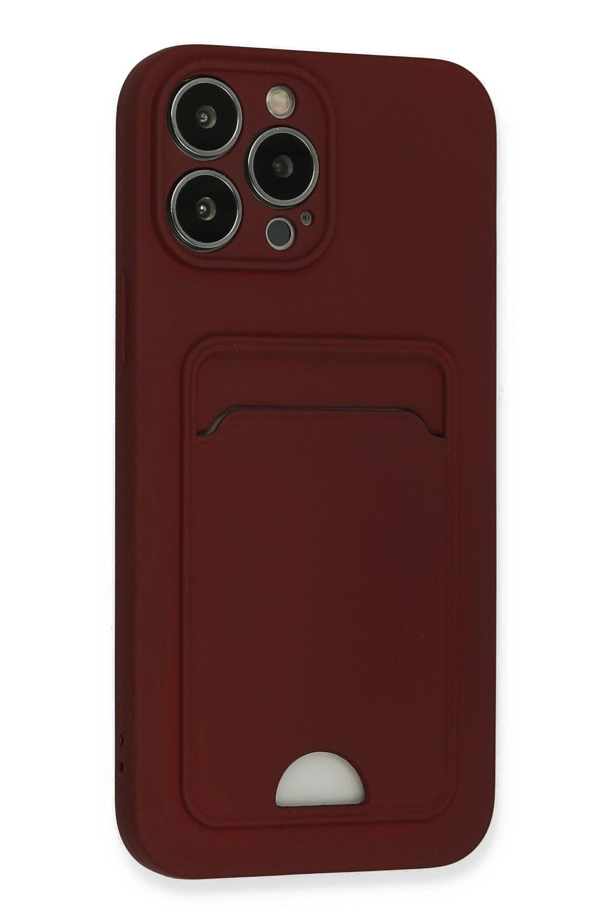 cepmoda iphone 13 PRO MAX Telefon Kılıfı | Kartlıklı, ince Esnek Kapak | BORDO