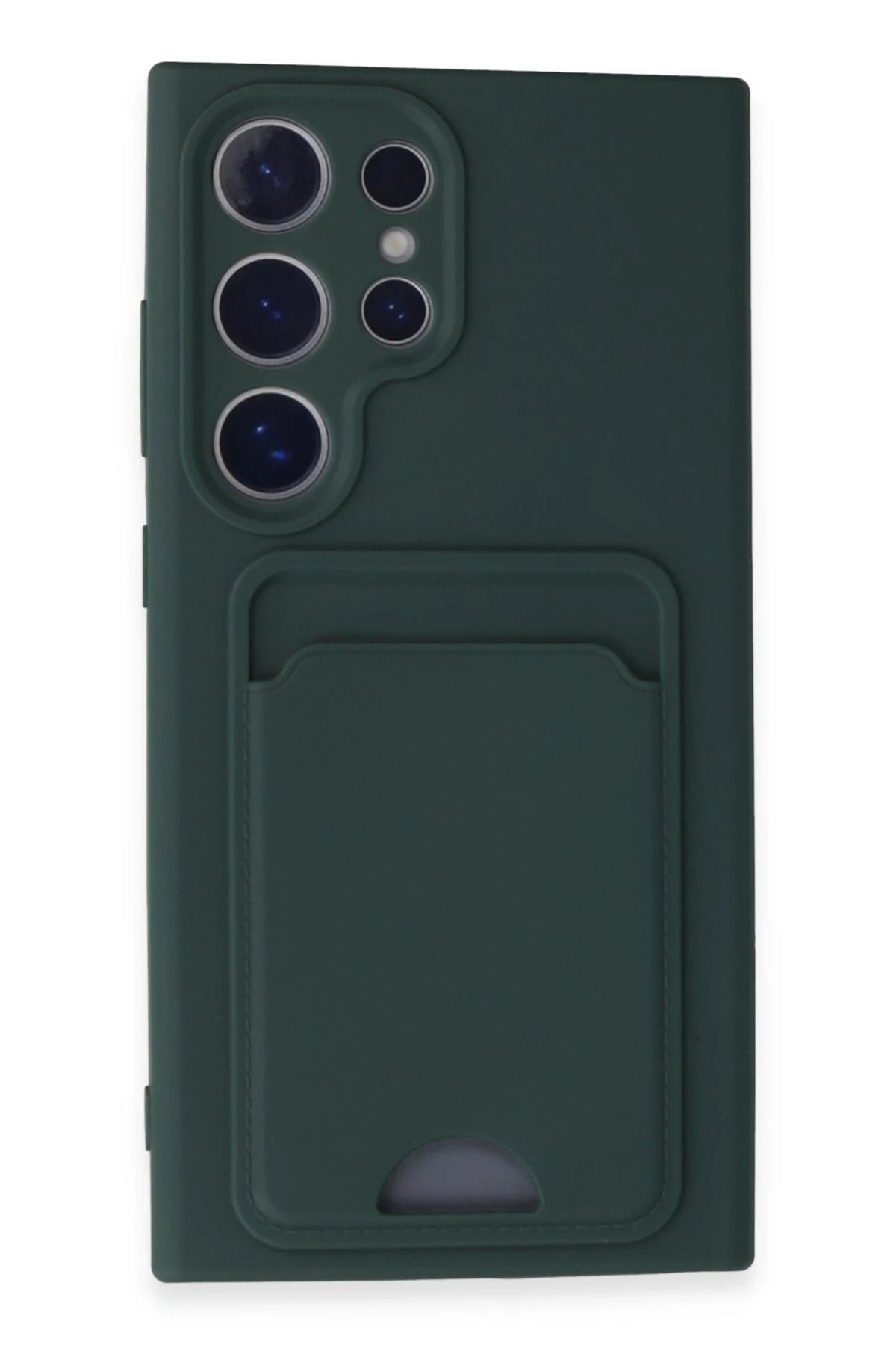 NewFace Samsung Galaxy S24 Ultra Kılıf Kelvin Kartvizitli Silikon - Koyu Yeşil JOJUA