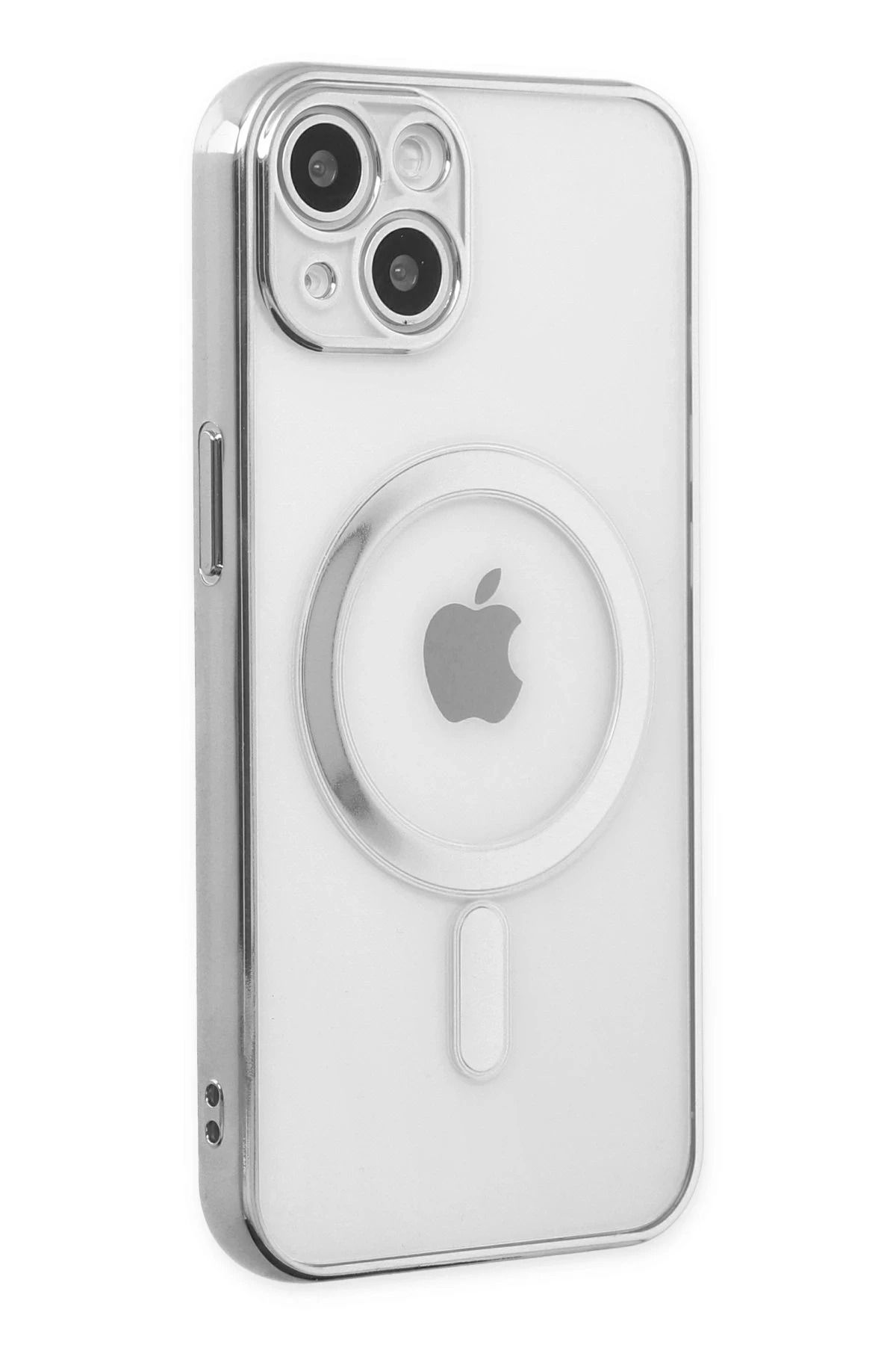NewFace iPhone 14 Plus Kılıf Magneticsafe Lazer Silikon - Gümüş NRMSA