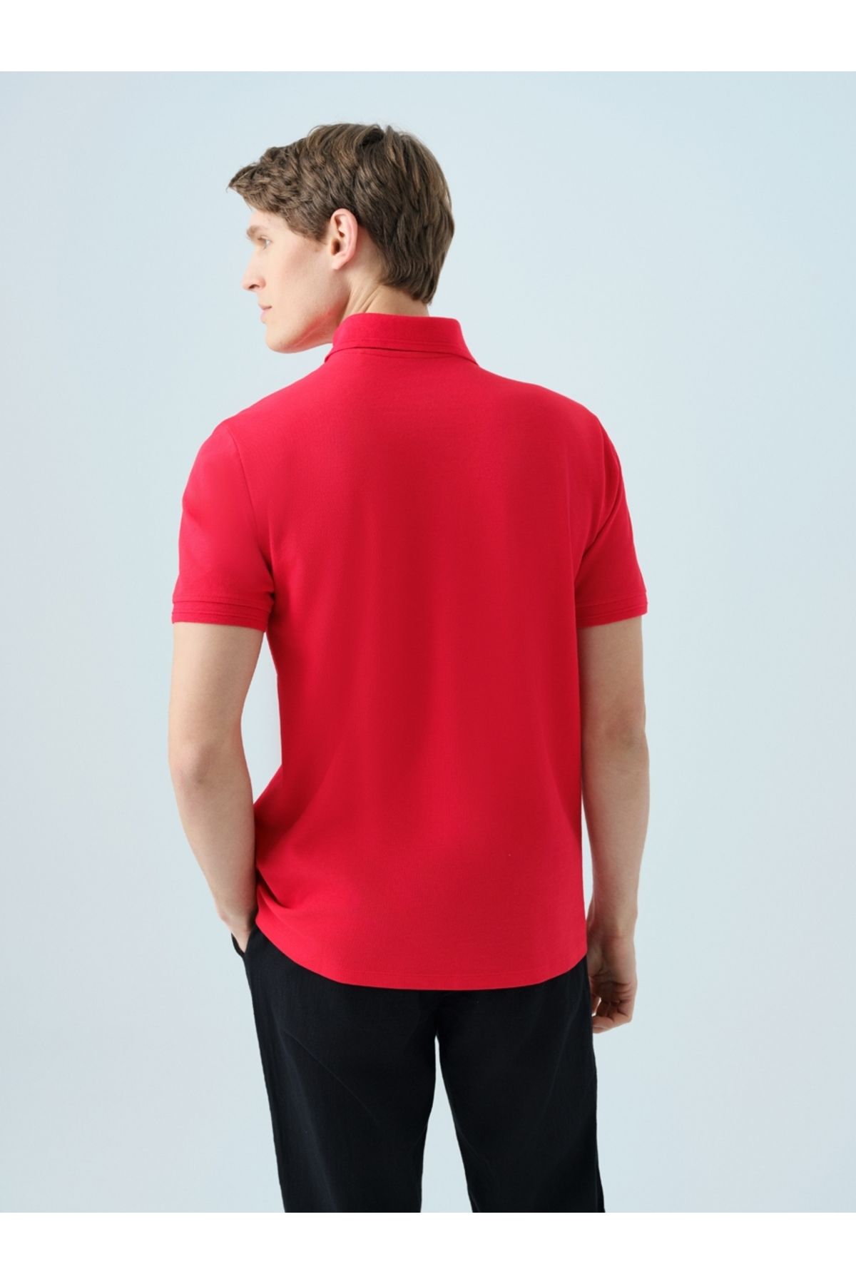 تی شرت یقه پولو قرمز مردانه POLO YAKA T اورجینال Loft