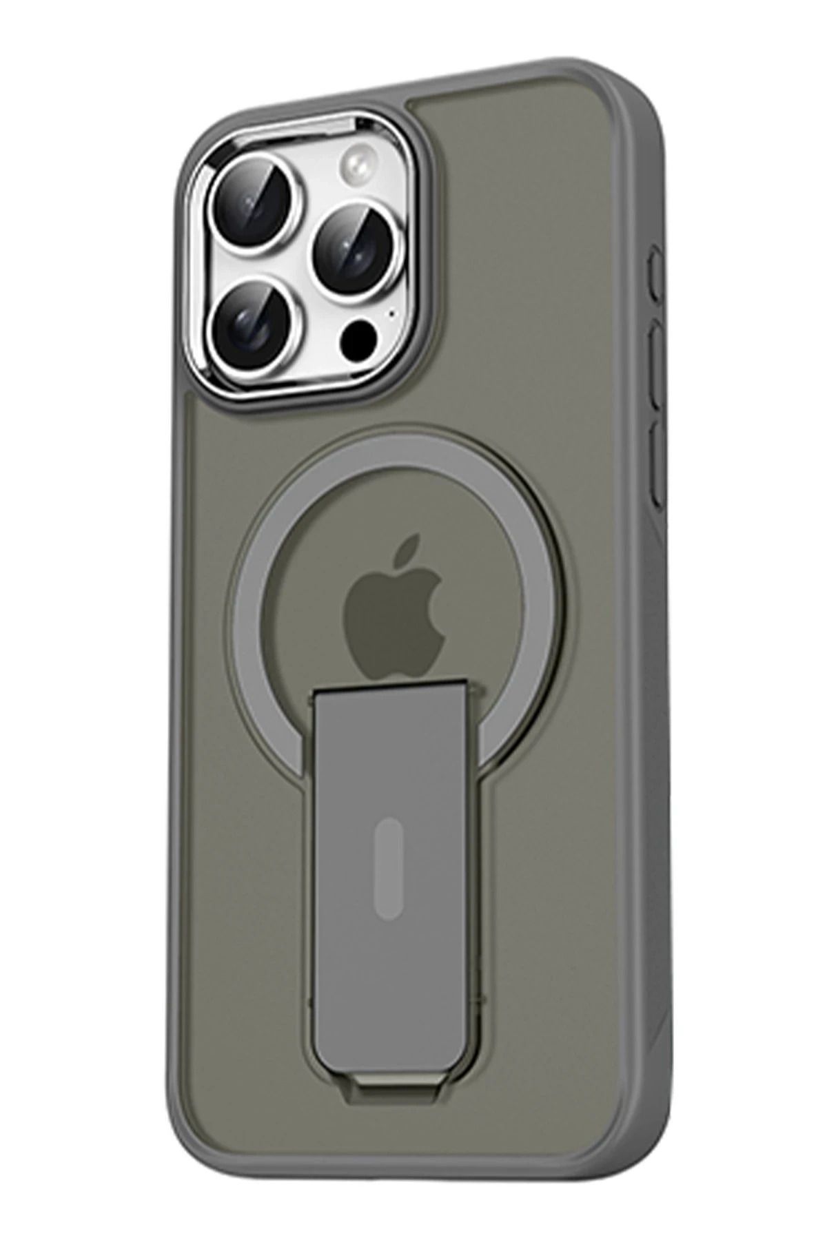 NewFace iPhone 16 Pro Max Tork Magsafe Standlı Kapak - Titan Gri HNZRN