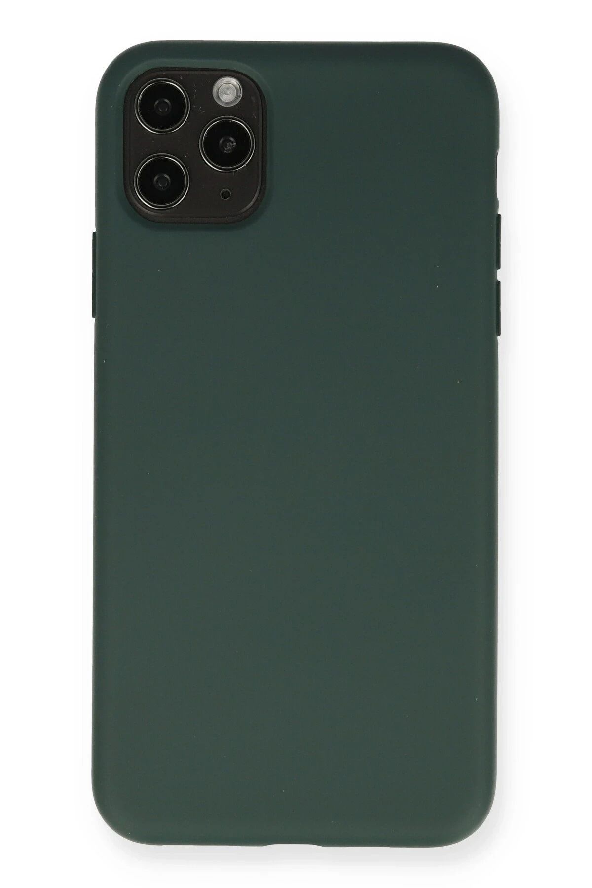 NewFace iPhone 11 Pro Max Kılıf Nano içi Kadife Silikon - Koyu Yeşil MRAYD