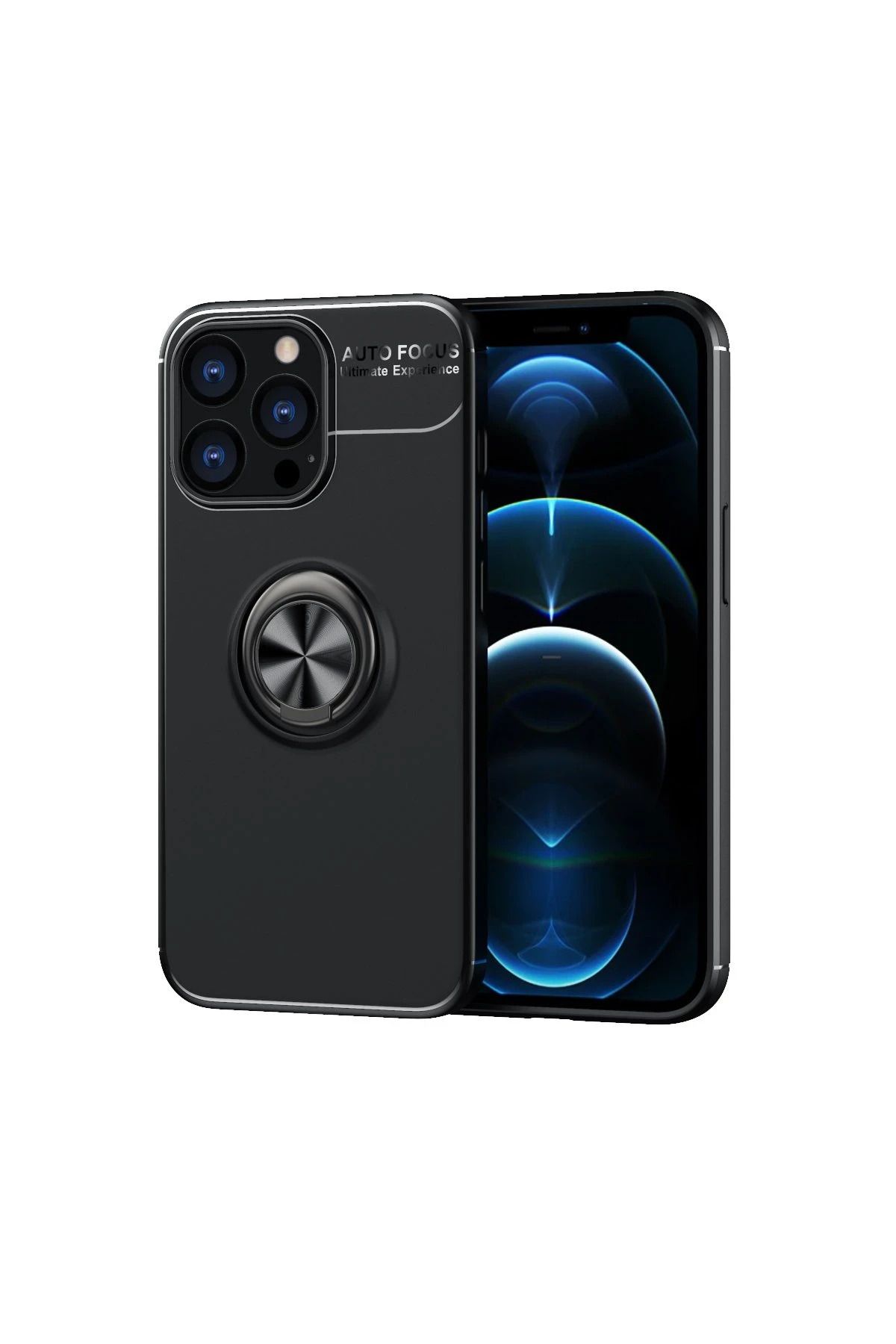 NewFace iPhone 13 Pro Kılıf Range Yüzüklü Silikon - Siyah JOJUA