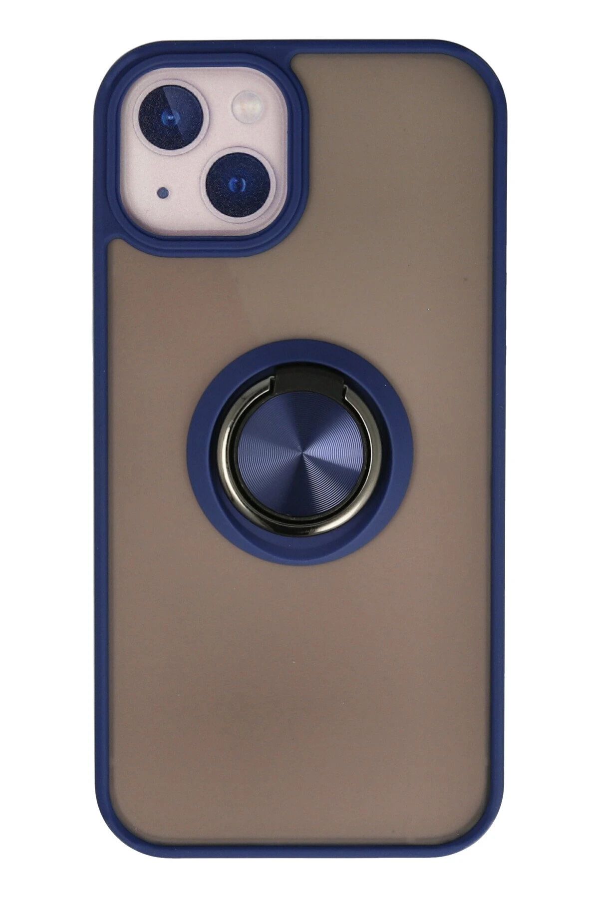 NewFace iPhone 15 Kılıf Montreal Yüzüklü Silikon Kapak - Lacivert FERRG