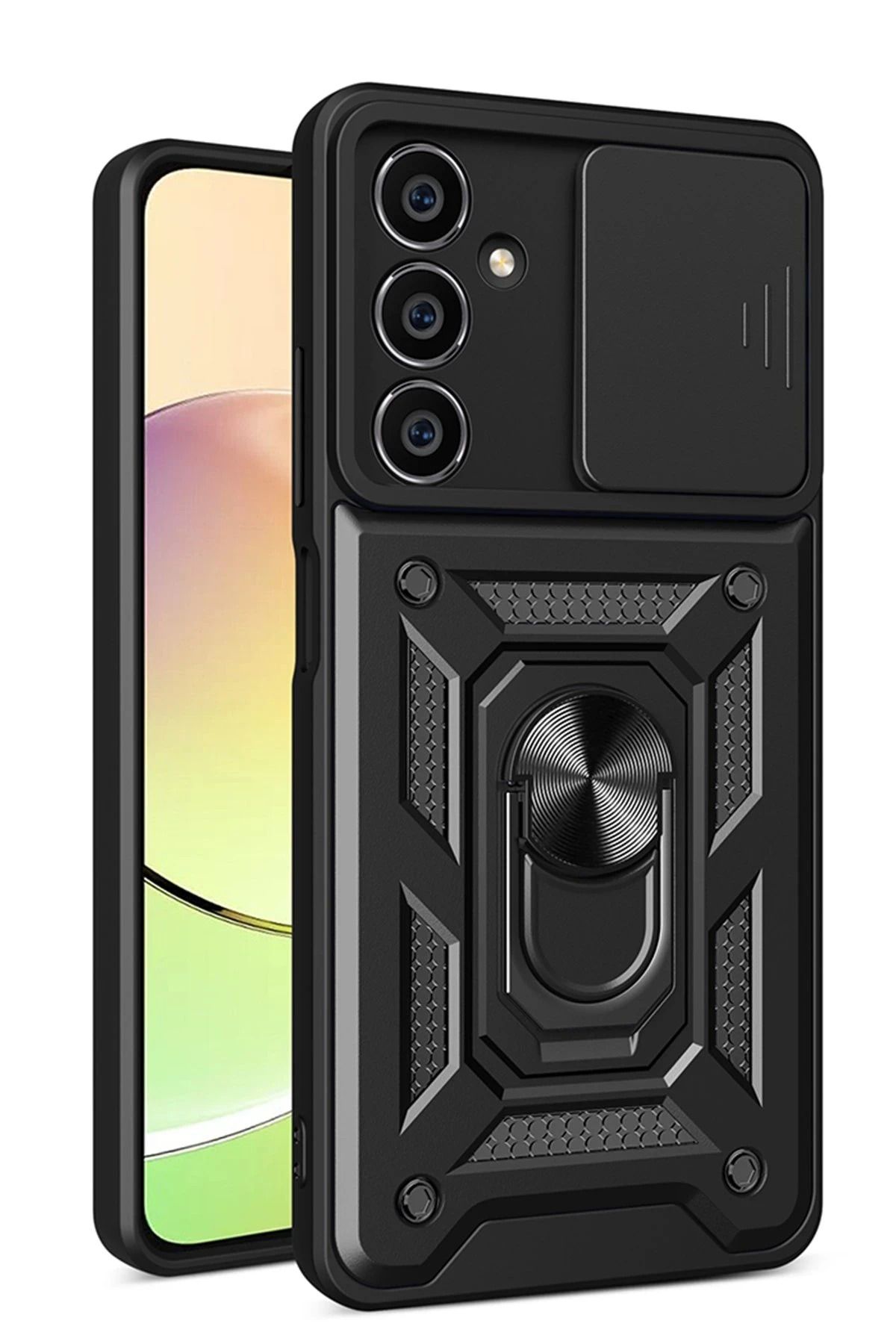NewFace Samsung Galaxy A05 Kılıf Pars Lens Yüzüklü Silikon - Siyah NRMSA