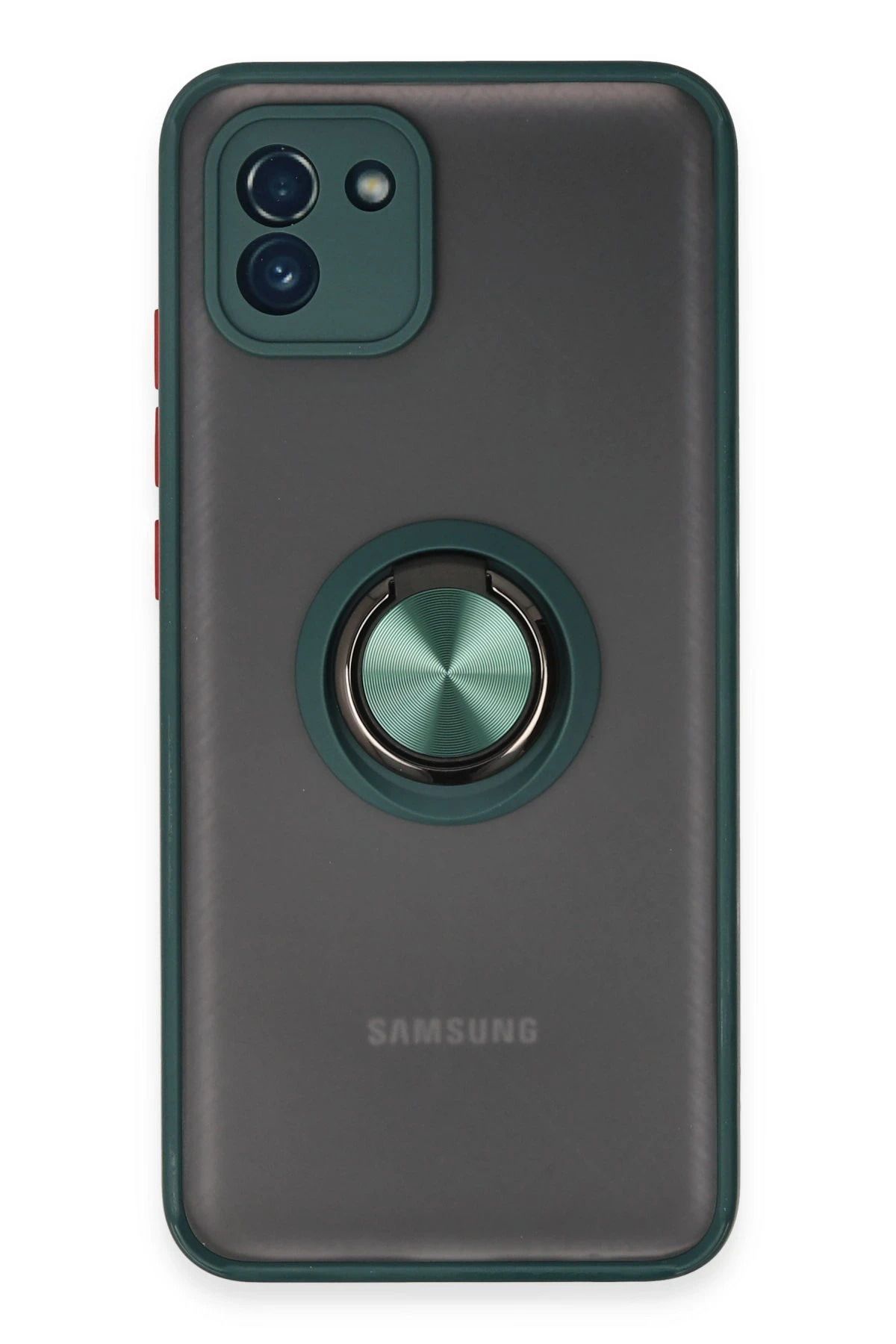 NewFace Samsung Galaxy A03 Kılıf Montreal Yüzüklü Silikon Kapak - Yeşil JOJUA