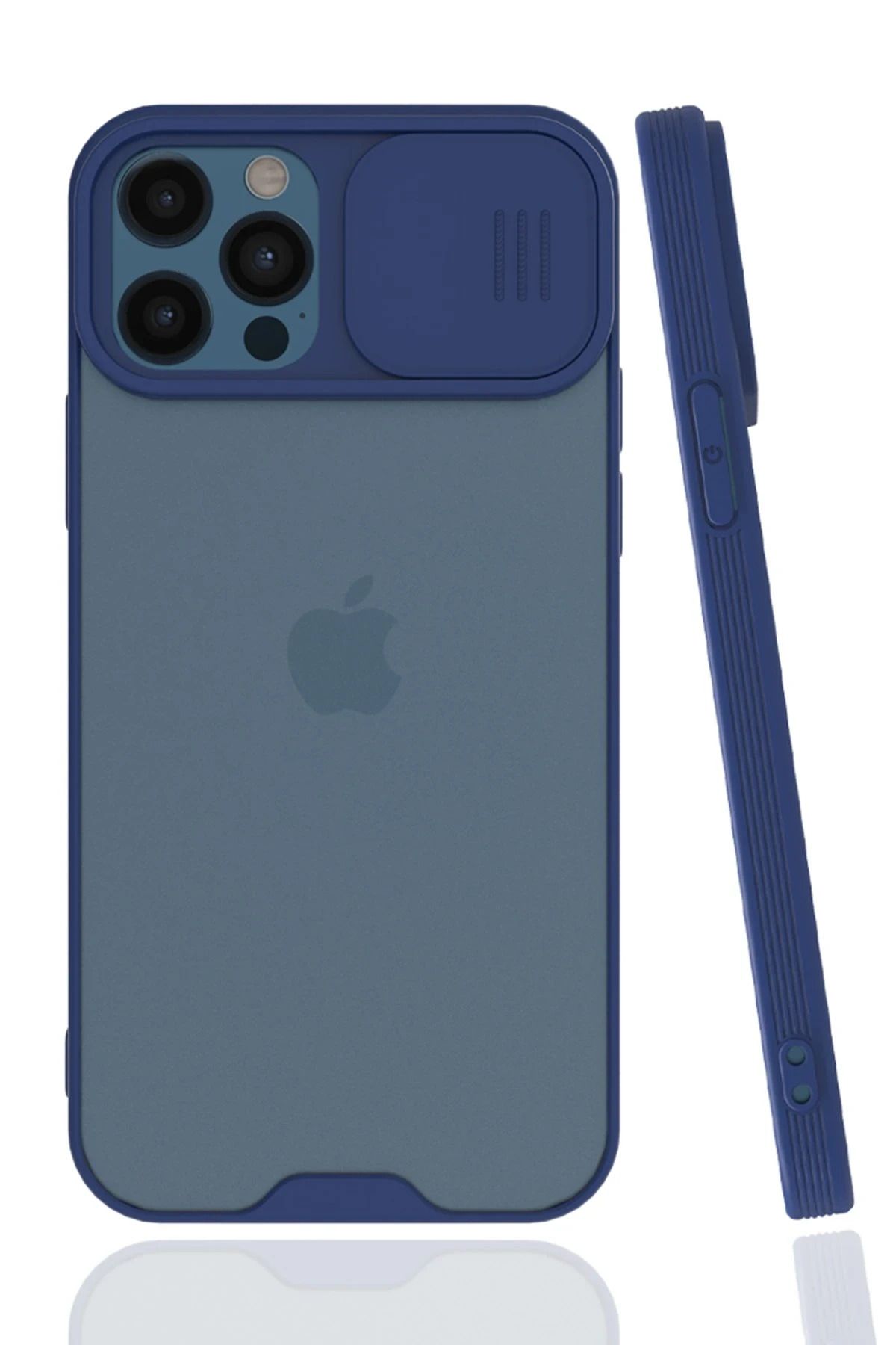 NewFace iPhone 12 Pro Max Kılıf Platin Kamera Koruma Silikon - Lacivert FLKRY