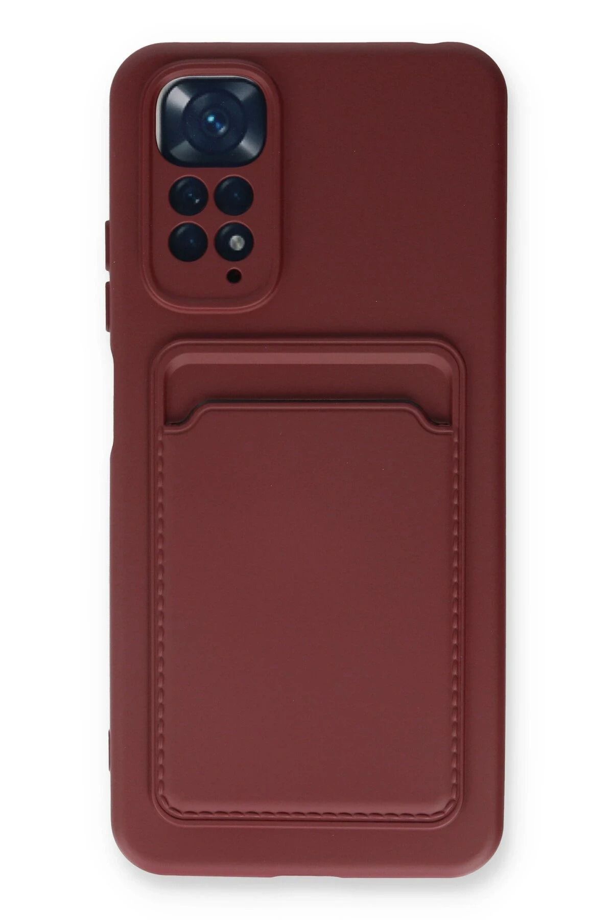 NewFace Xiaomi Redmi Note 11S Kılıf Kelvin Kartvizitli Silikon - Bordo BSTMY
